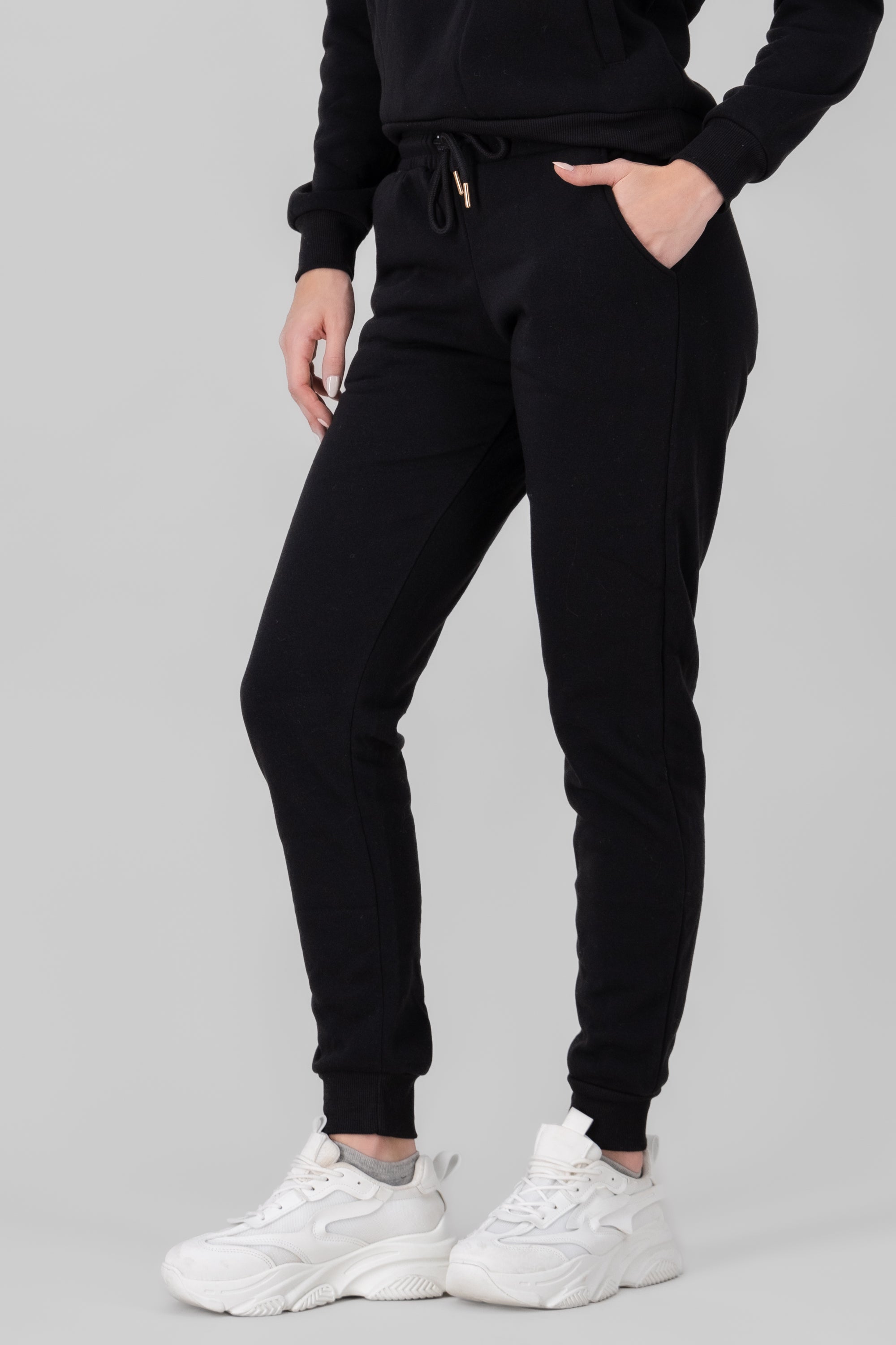 Solid Jogger Pants With Pockets BLACK