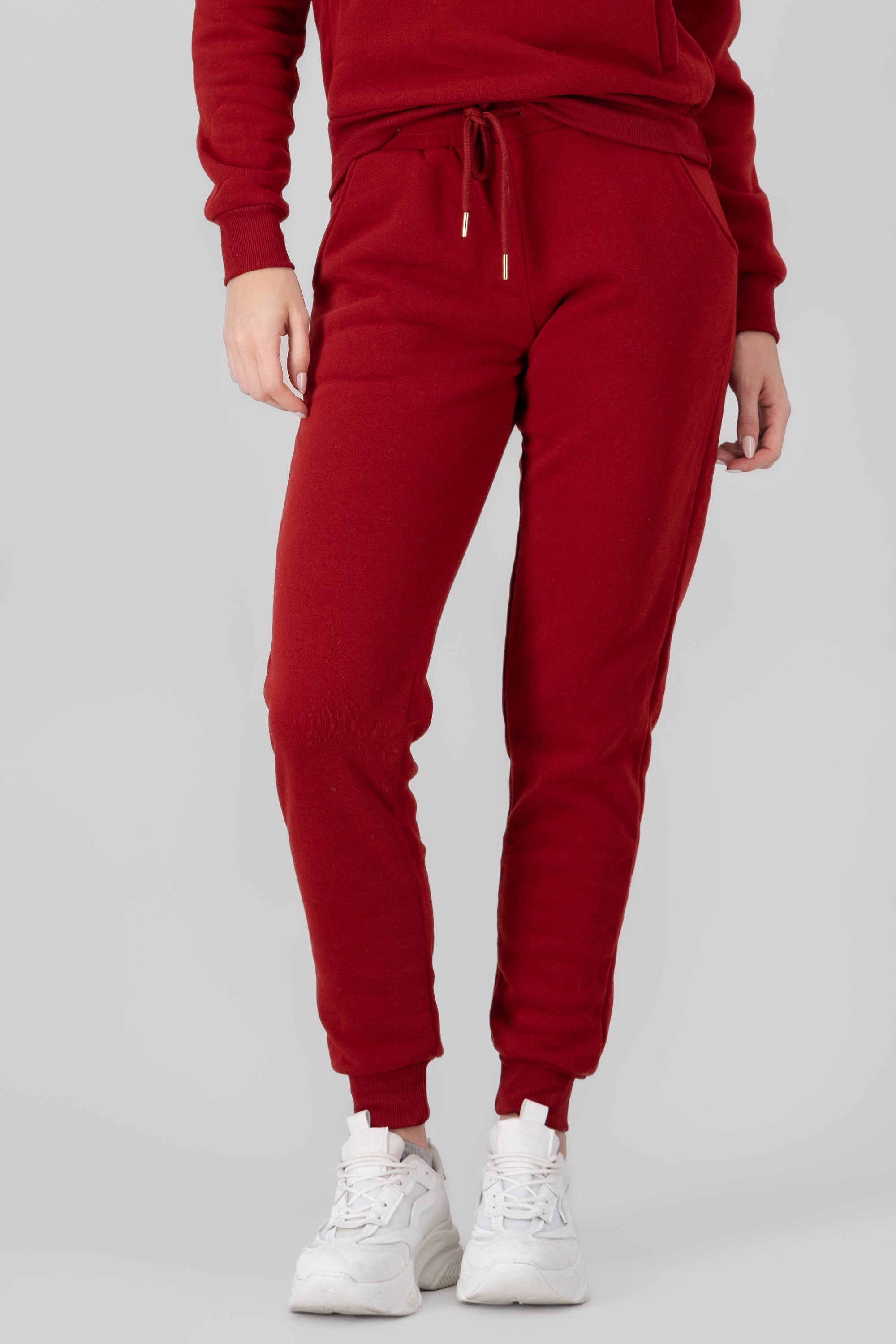 Solid Jogger Pants With Pockets BURNT RED