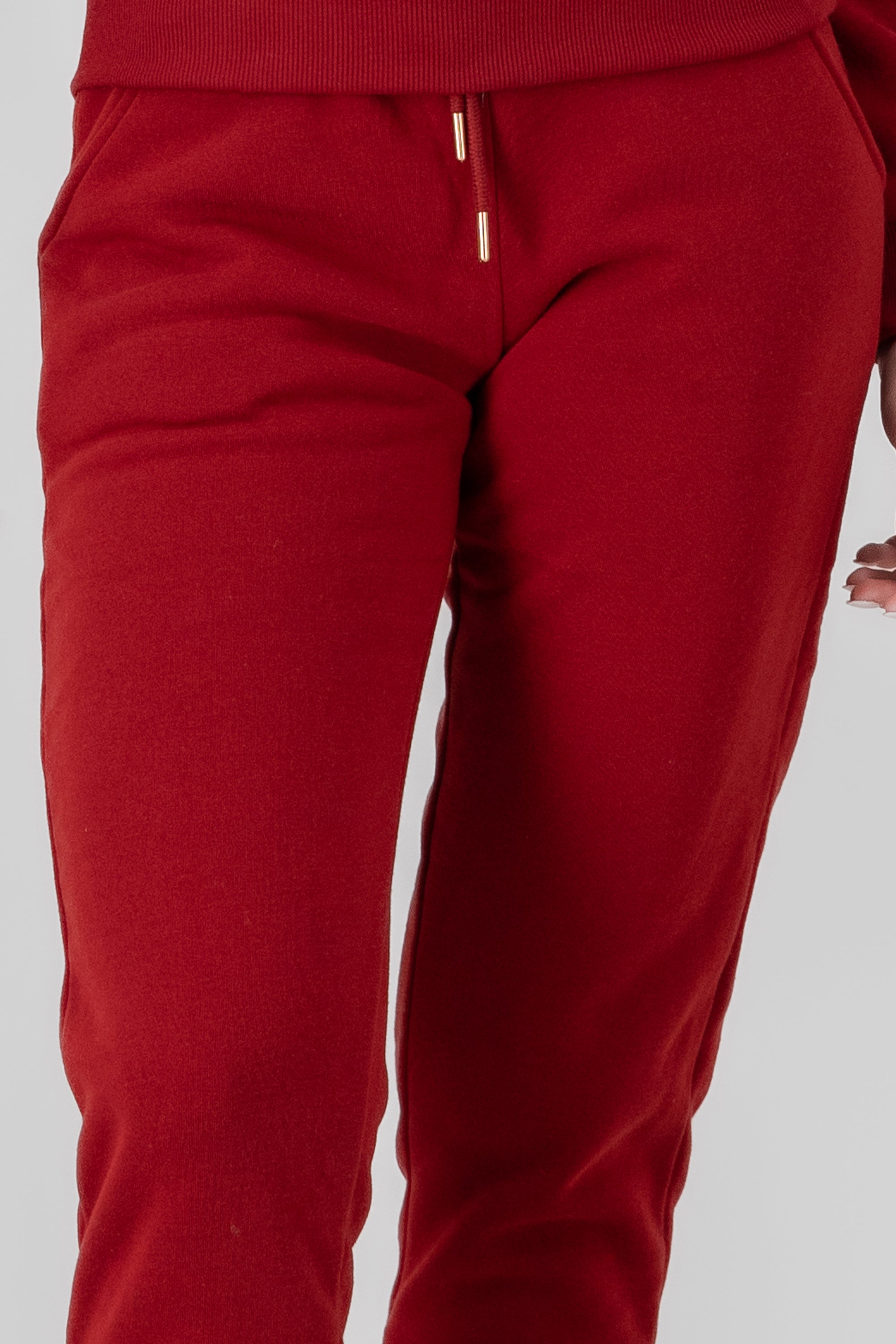 Solid Jogger Pants With Pockets BURNT RED