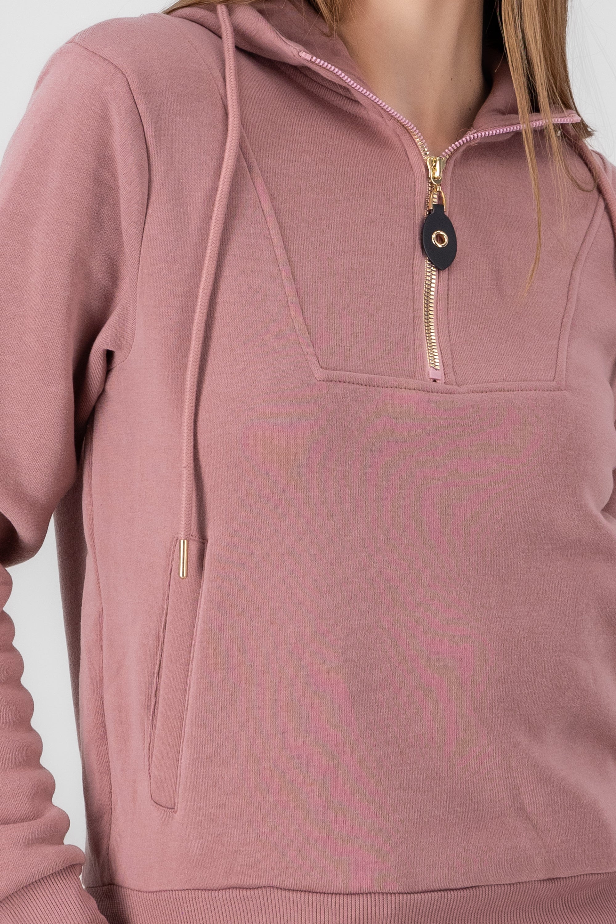 Solid Pocket Detail Hoodie PINK