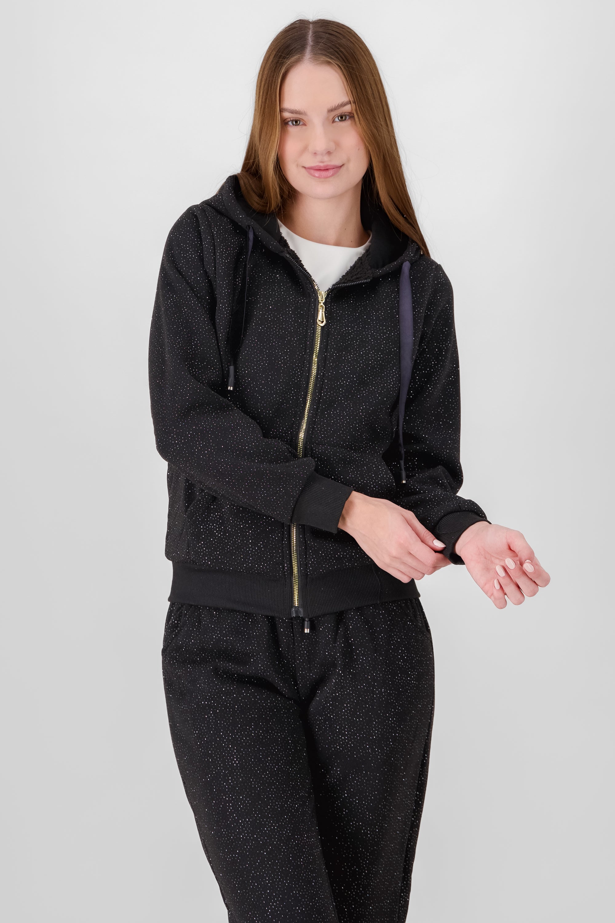 Hoodie with Contrast Drawstring Detail BLACK