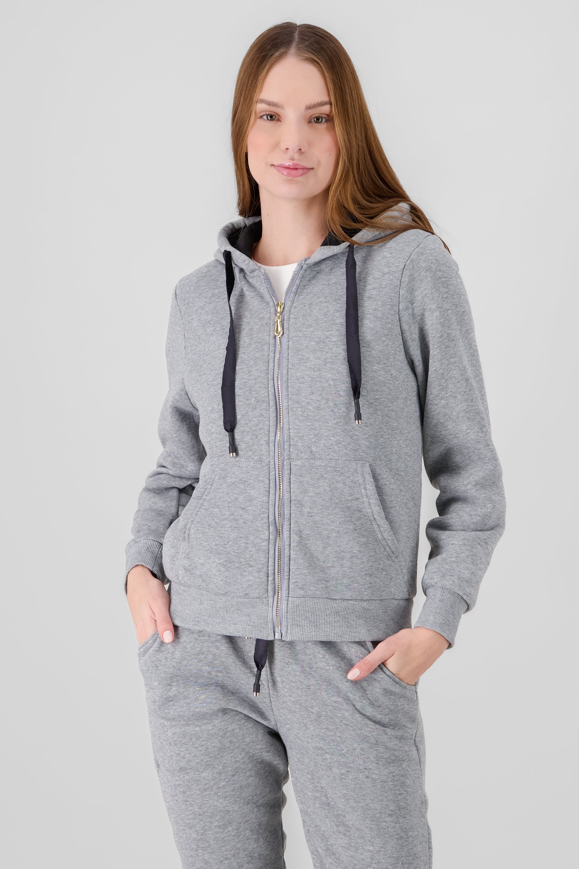 Hoodie with Contrast Drawstring Detail GRAY