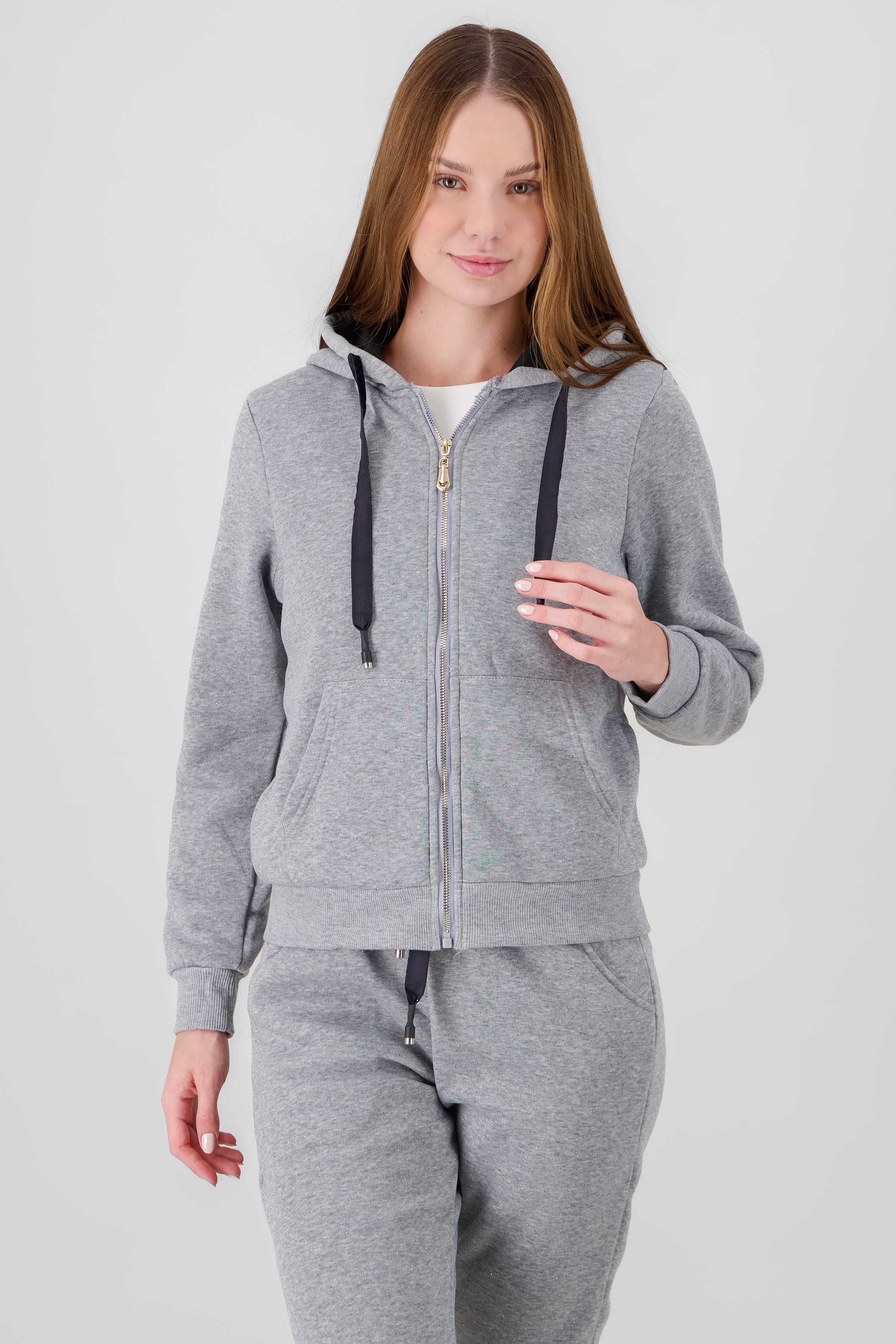 Hoodie with Contrast Drawstring Detail GRAY