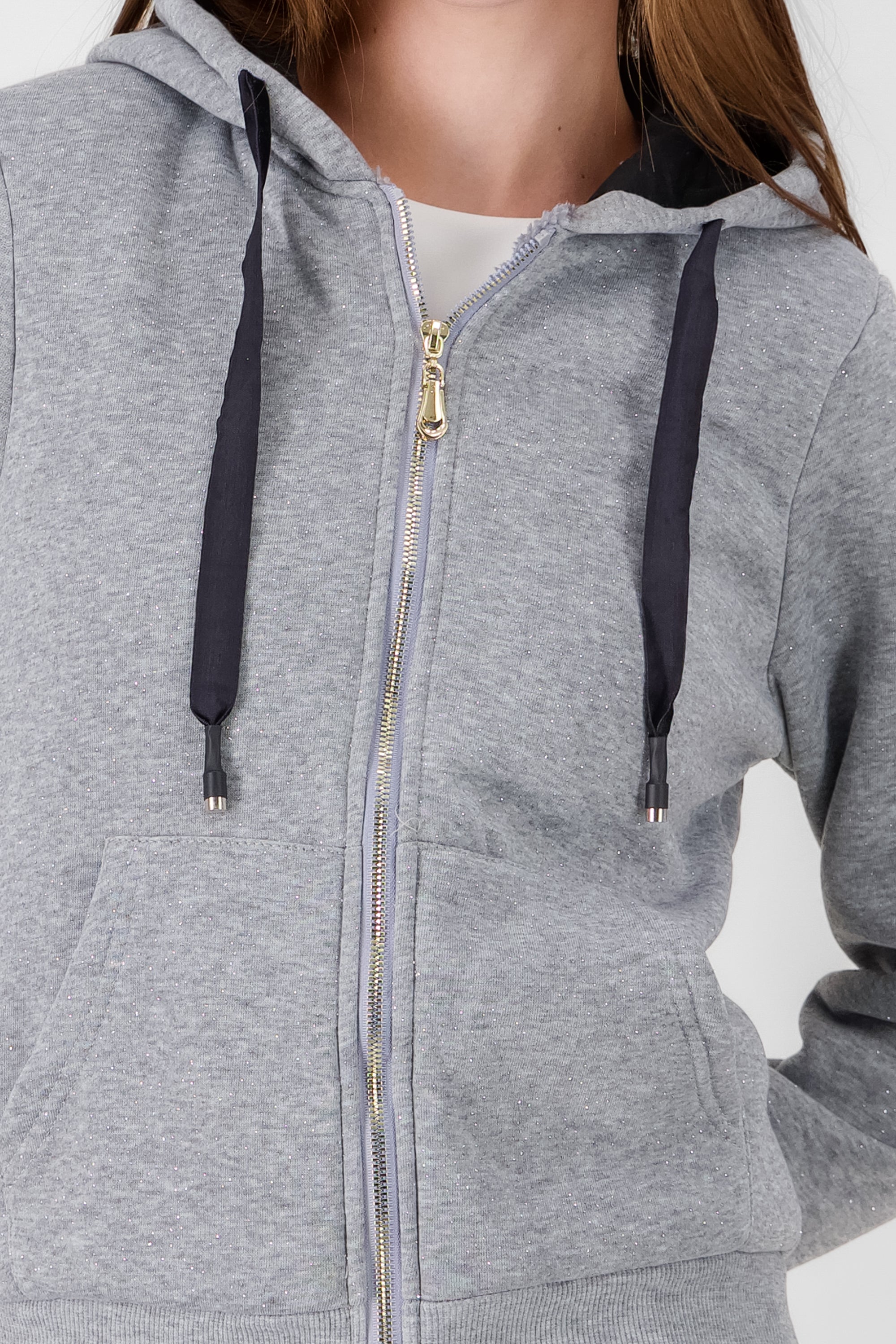 Hoodie with Contrast Drawstring Detail GRAY