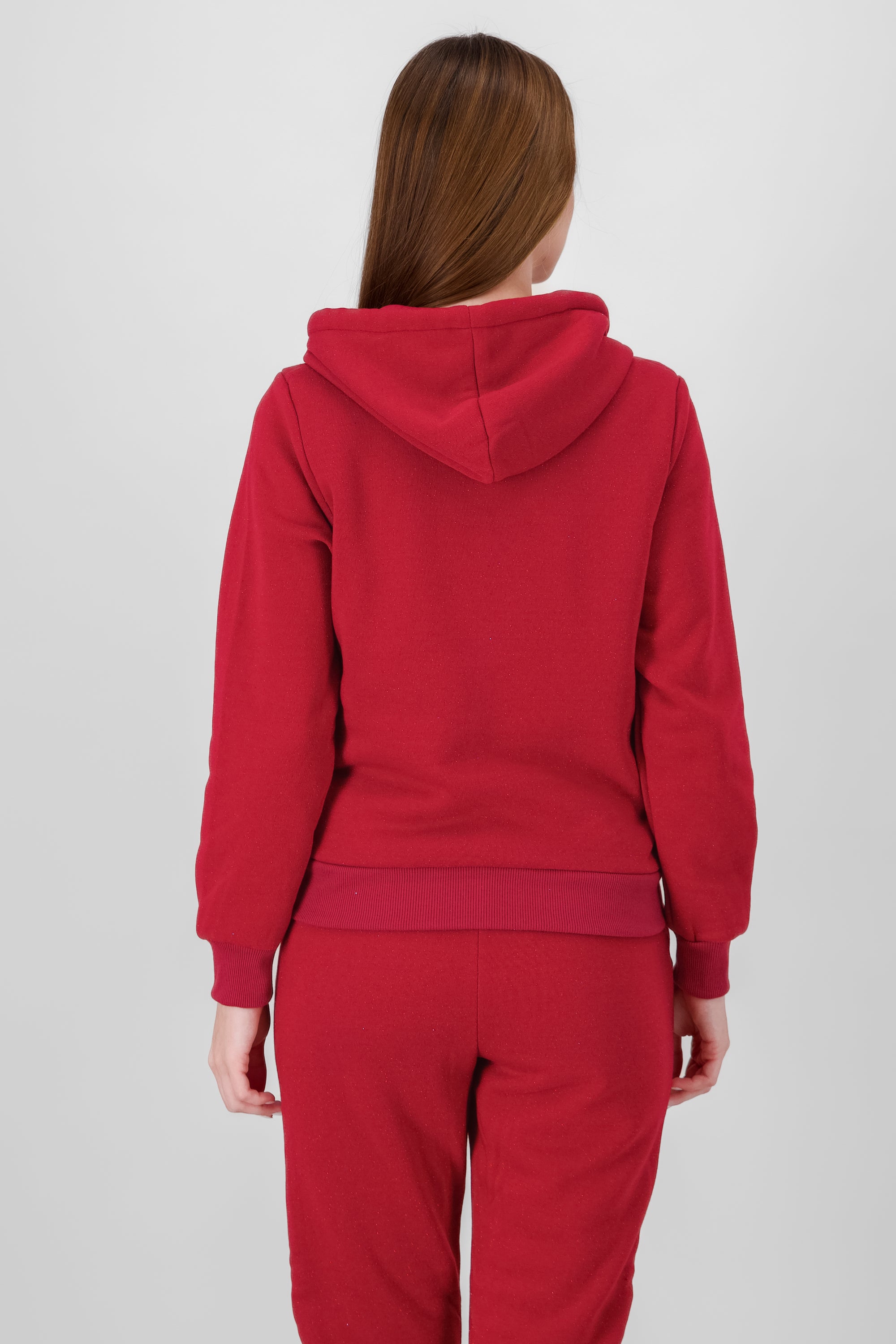 Hoodie with Contrast Drawstring Detail BURNT RED