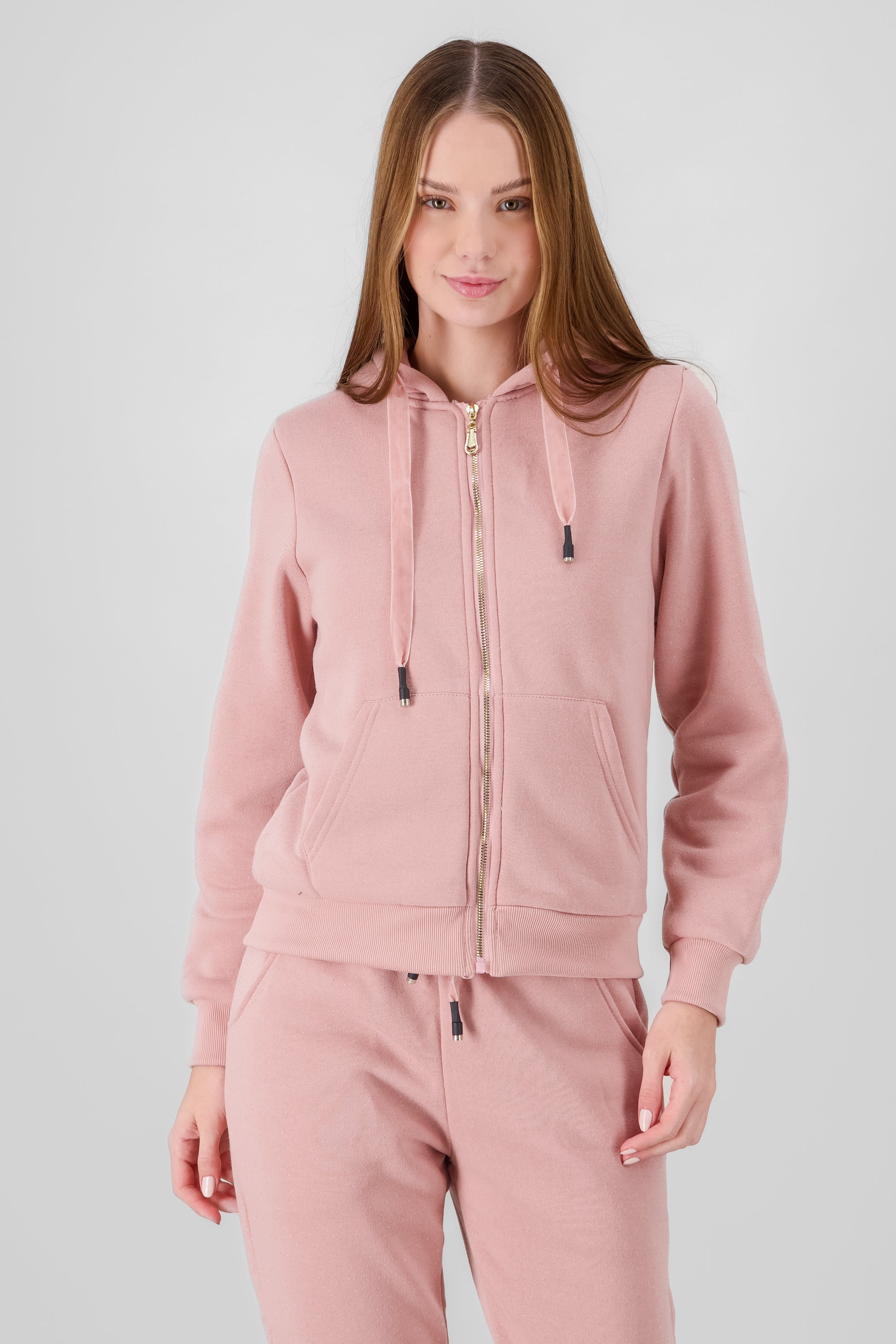 Hoodie with Contrast Drawstring Detail PINK