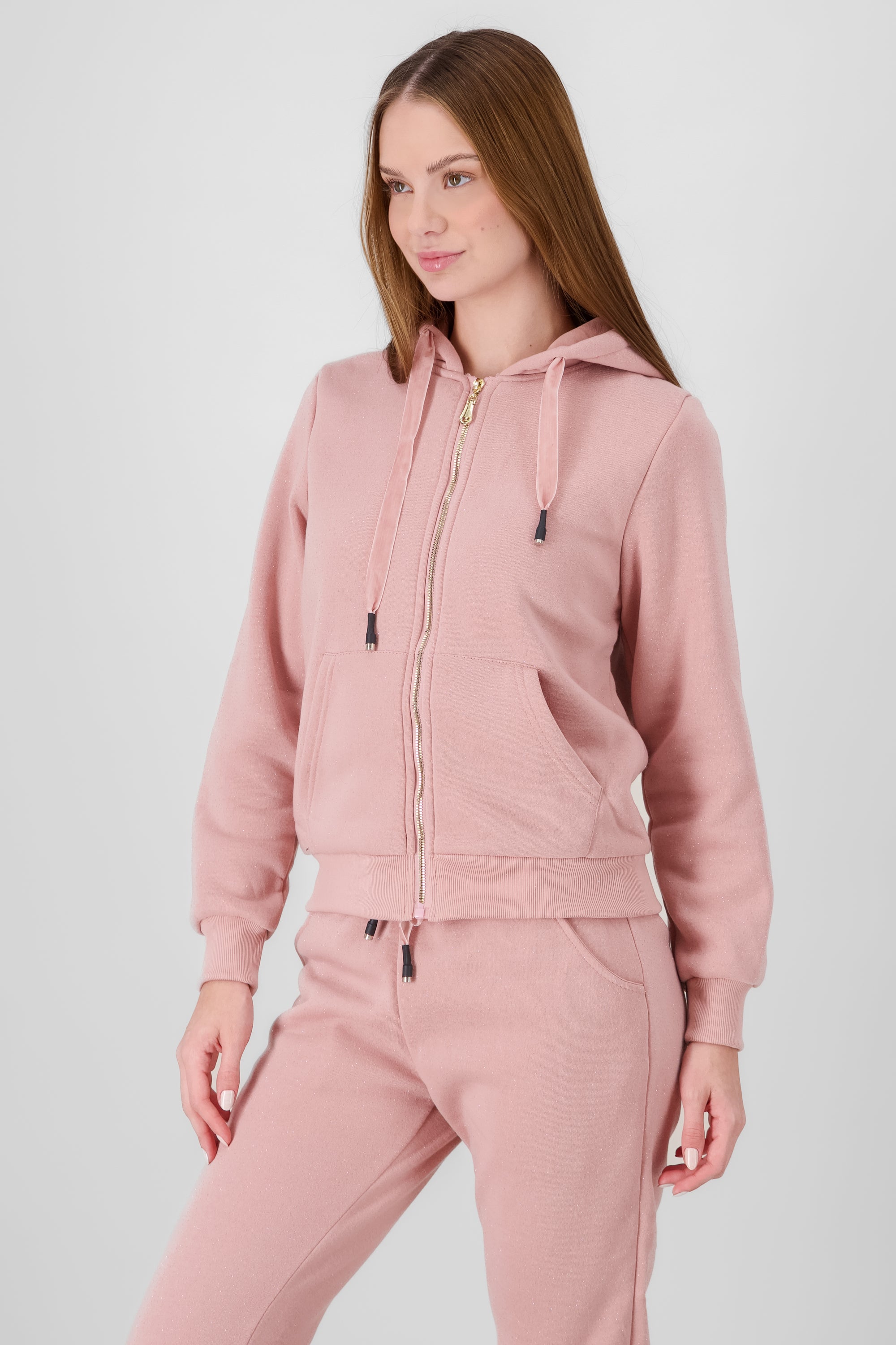 Hoodie with Contrast Drawstring Detail PINK