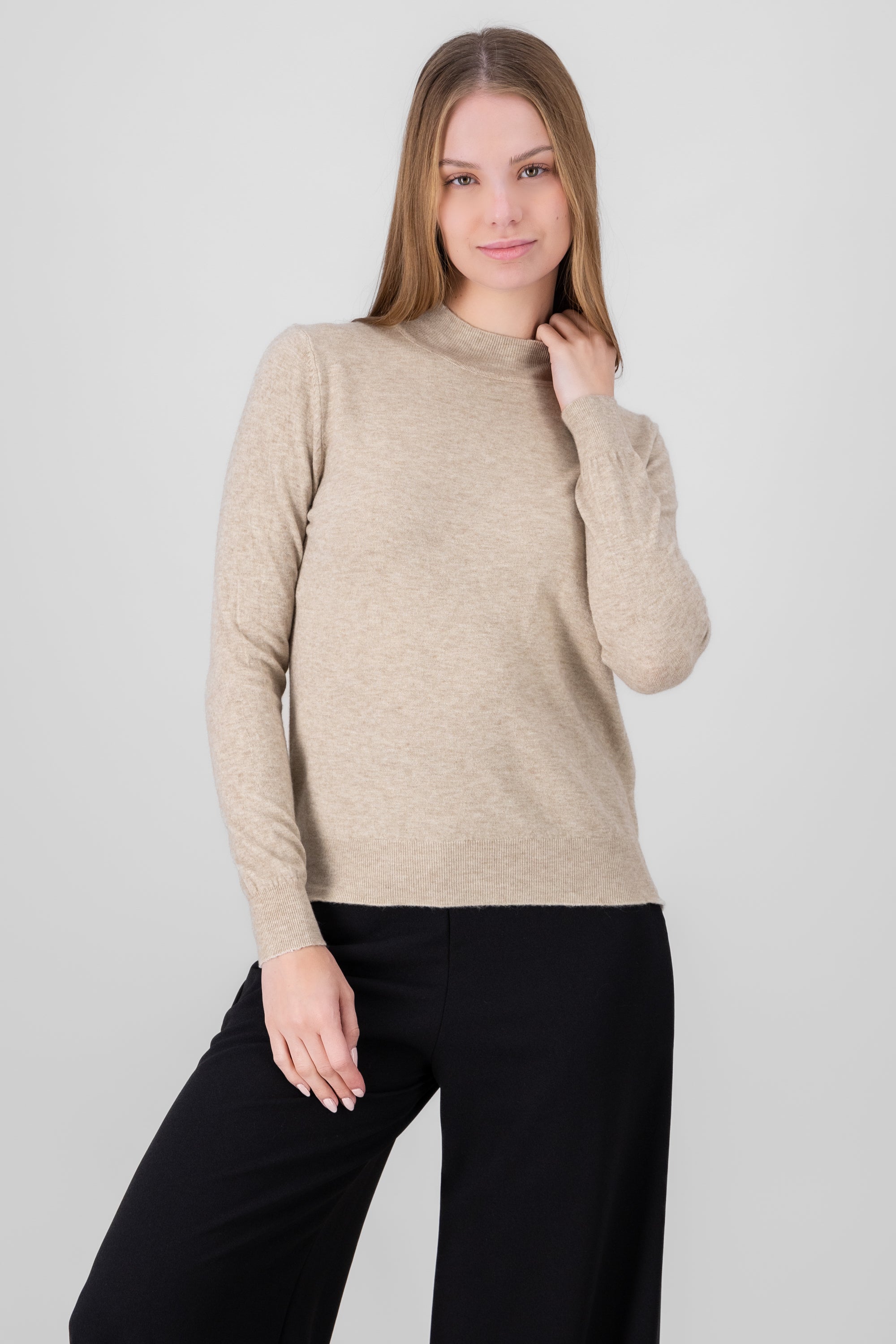 Solid Knit Sweater BEIGE