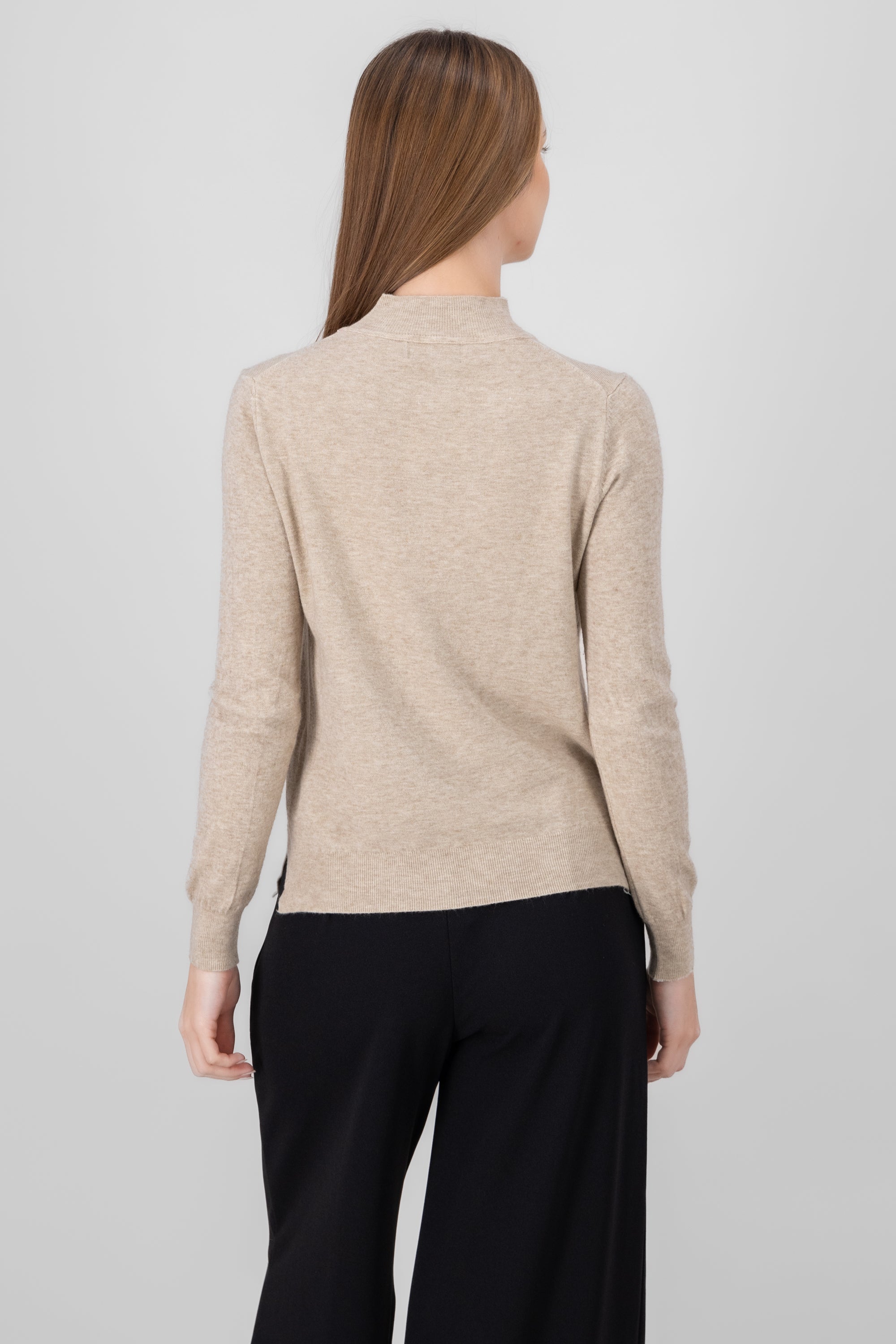 Solid Knit Sweater BEIGE