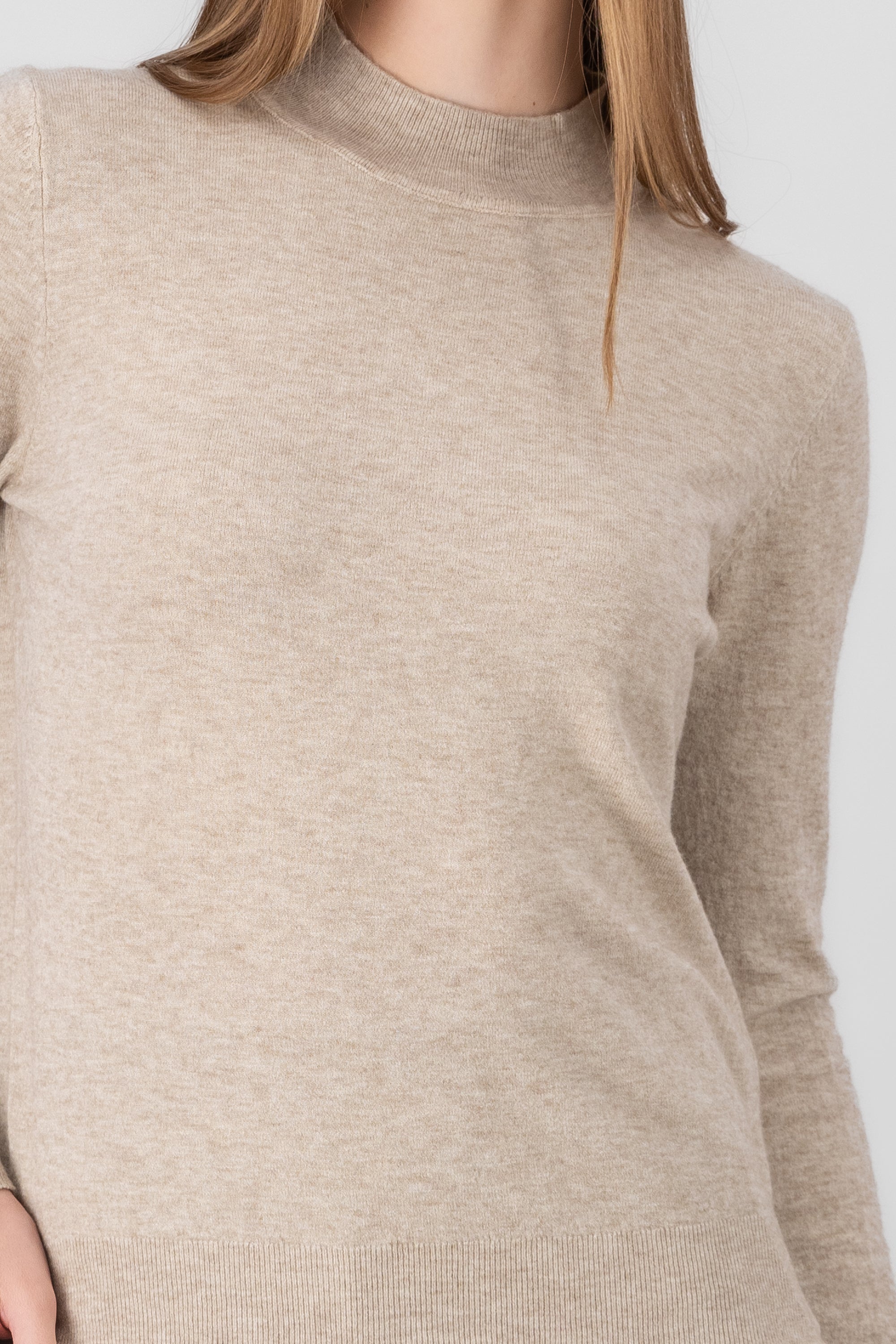 Solid Knit Sweater BEIGE