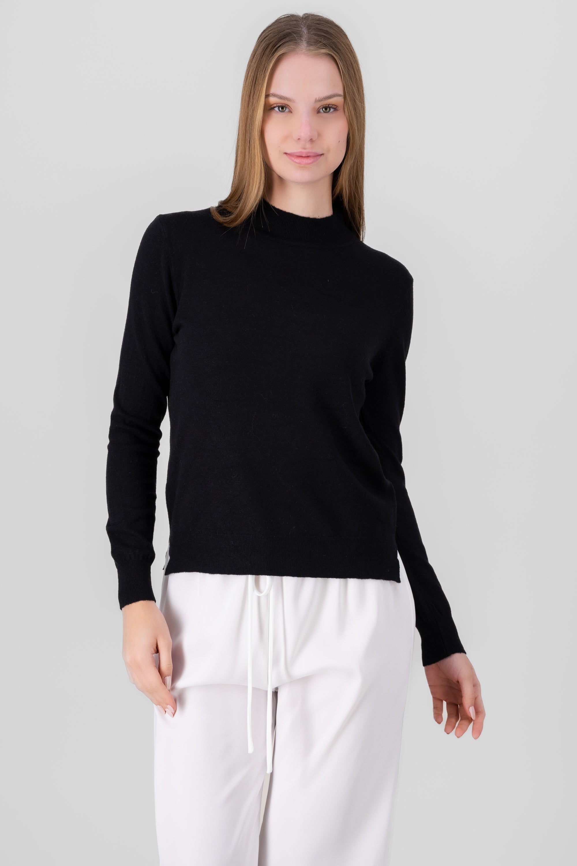 Solid Knit Sweater BLACK