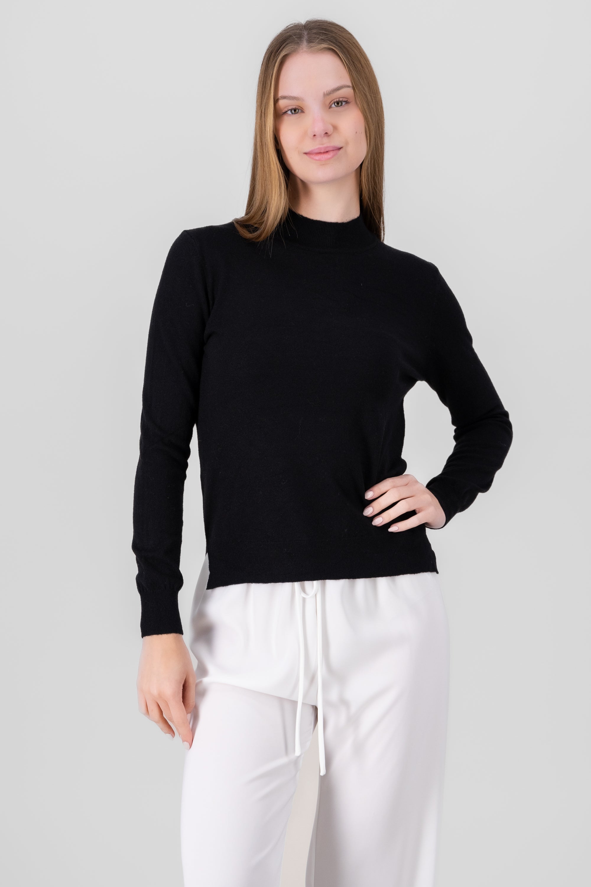 Solid Knit Sweater BLACK