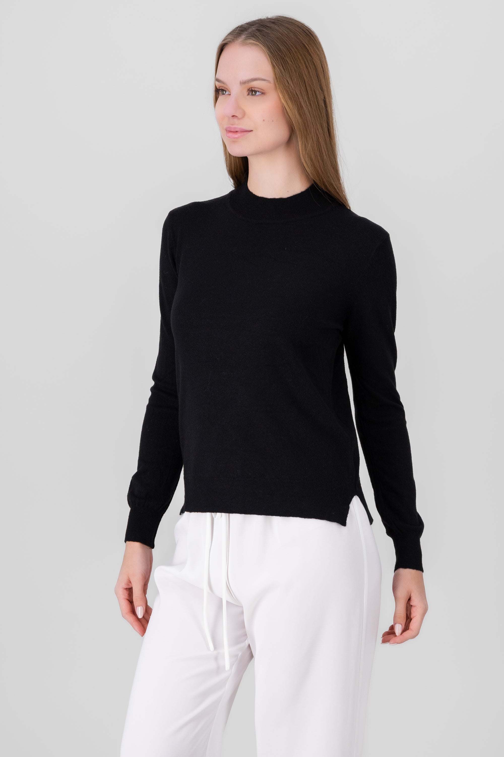 Solid Knit Sweater BLACK