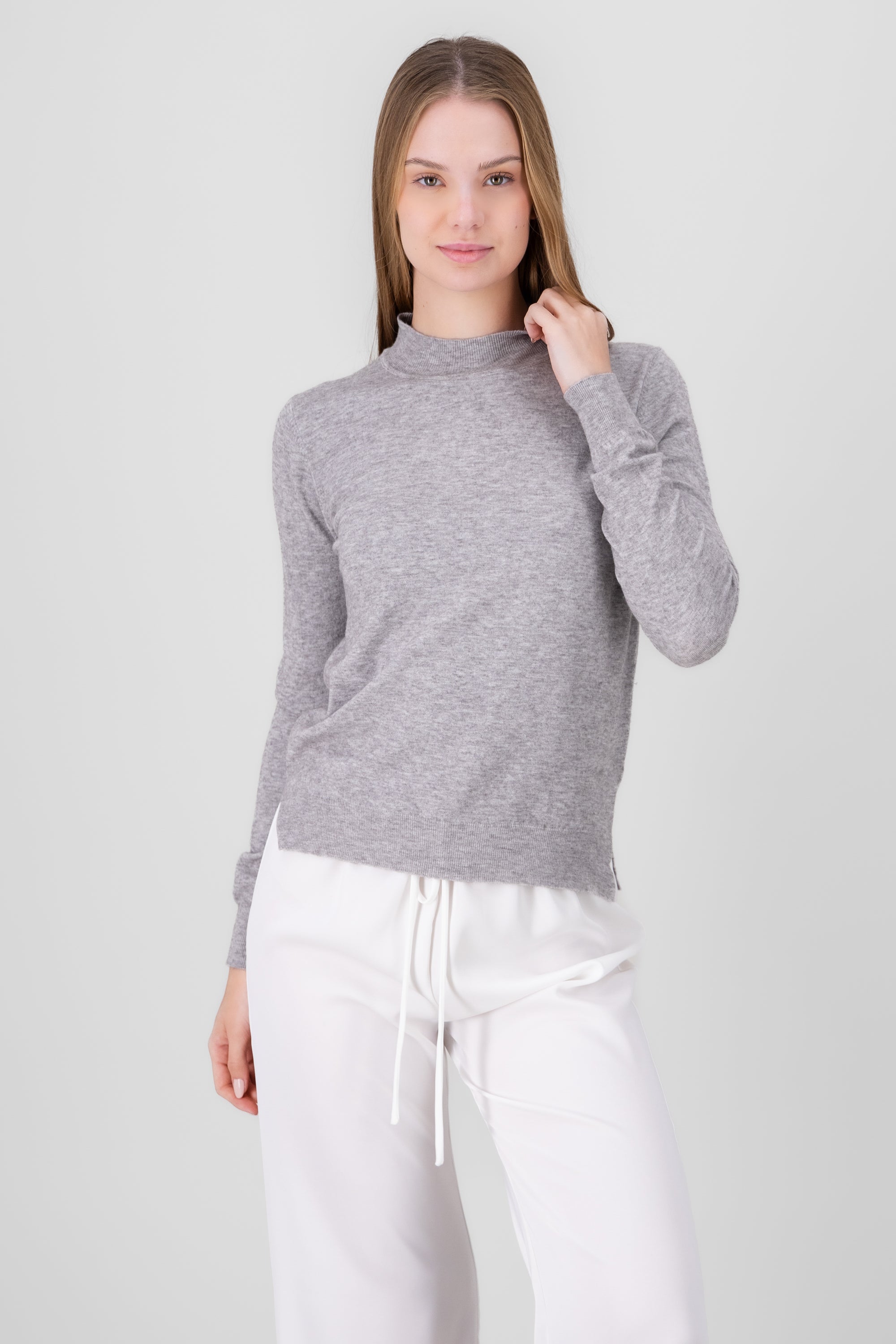 Solid Knit Sweater GRAY