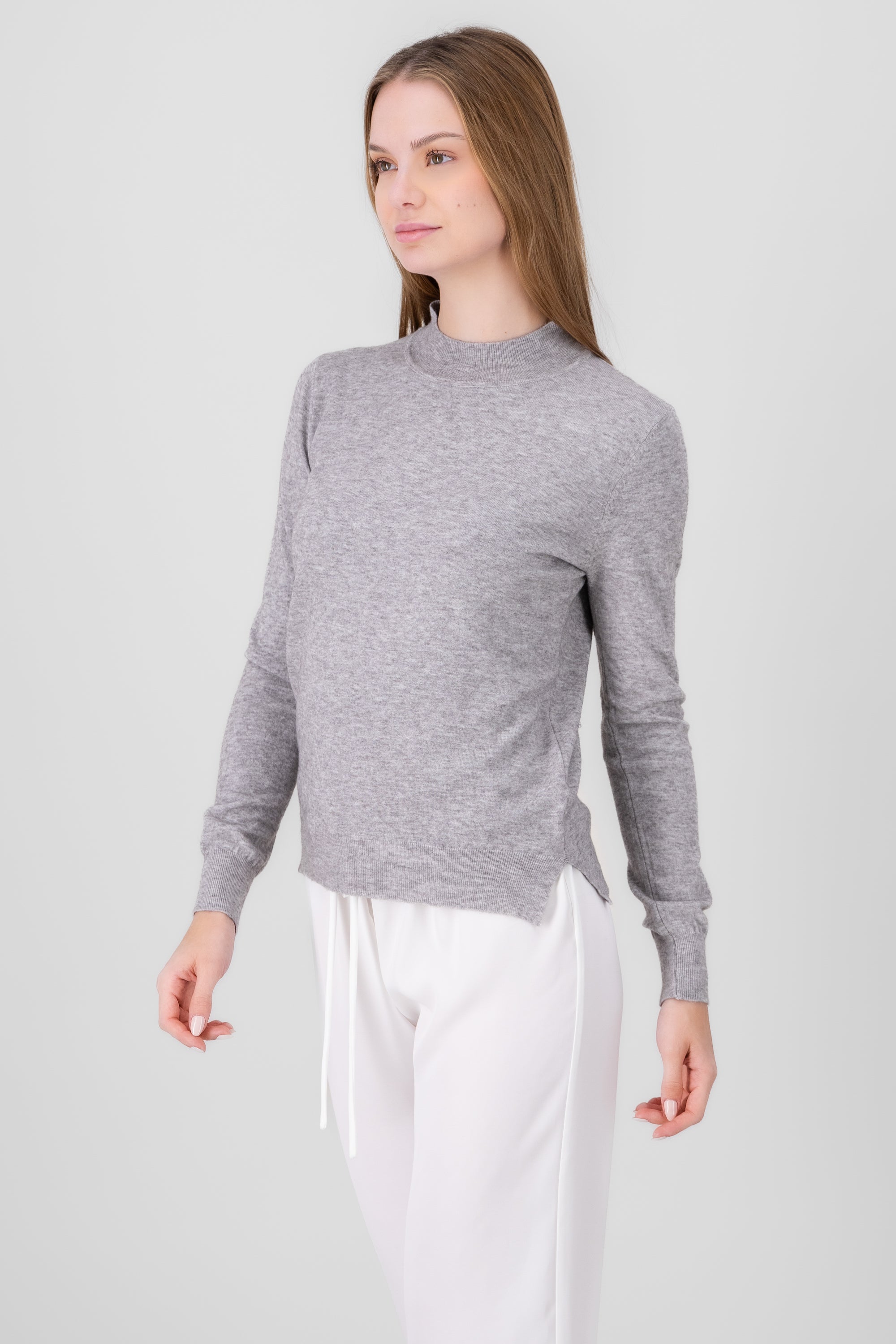 Solid Knit Sweater GRAY