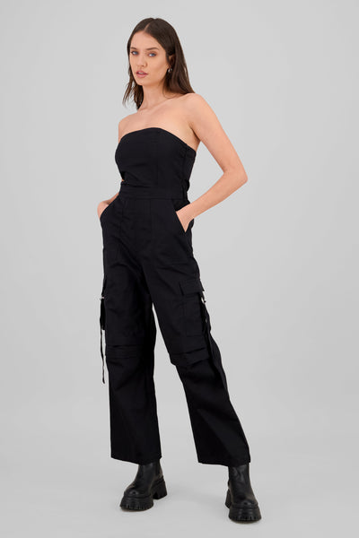 Strapless Cargo Jumpsuit BLACK