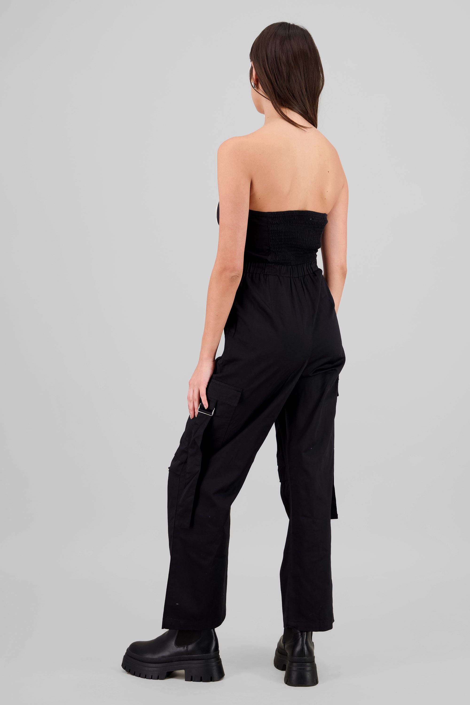 Strapless Cargo Jumpsuit BLACK