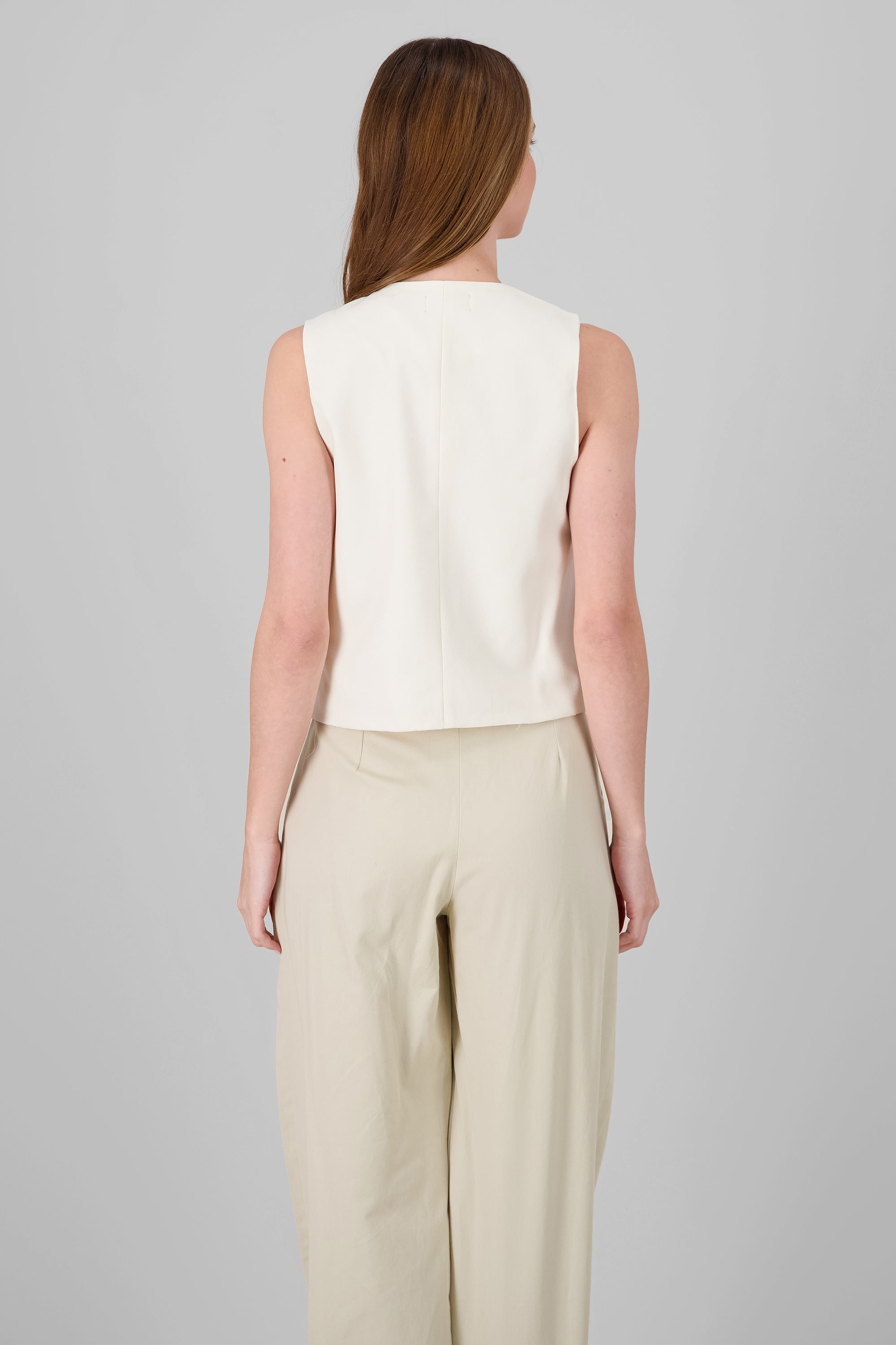 Button Solid Vest IVORY