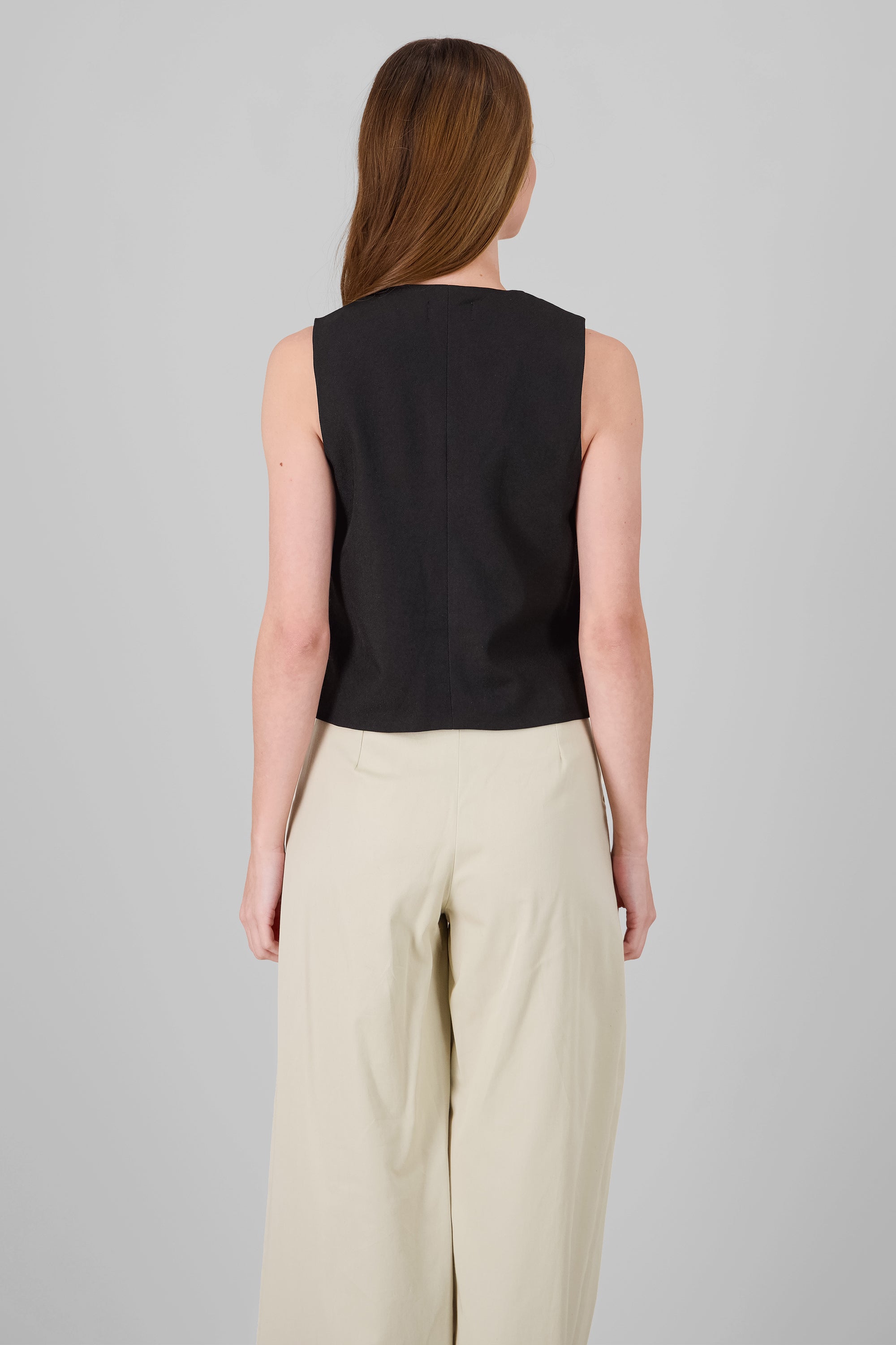 Button Solid Vest BLACK