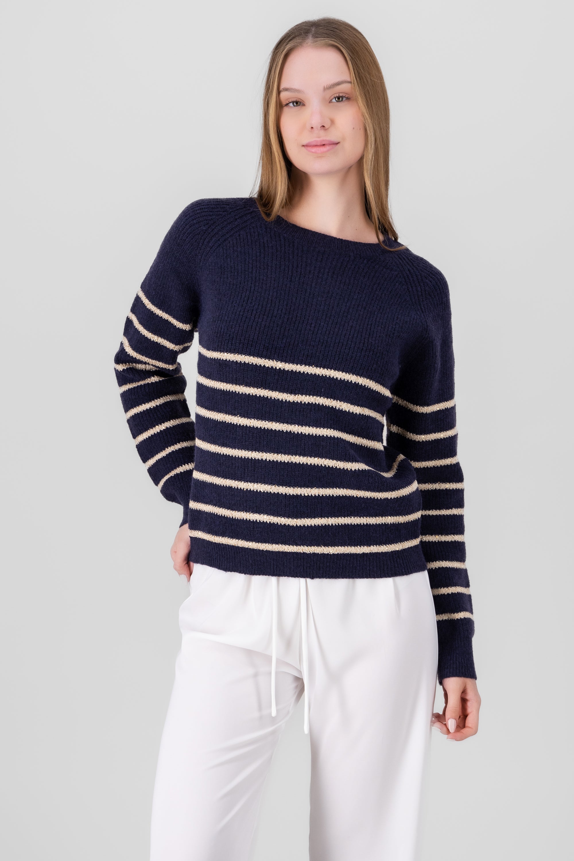 Striped Sweater with sparkles NAVY COMBO