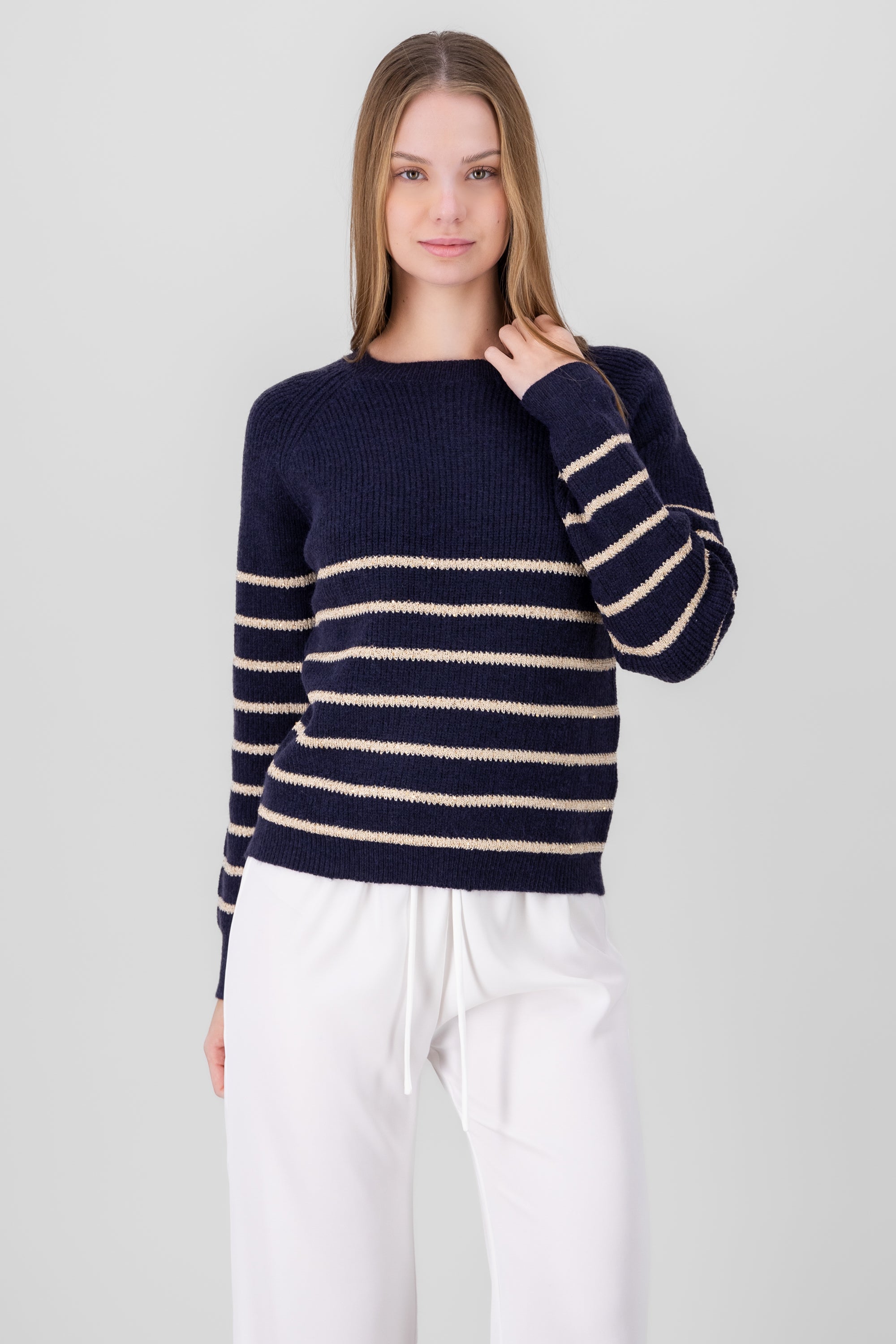 Striped Sweater with sparkles NAVY COMBO