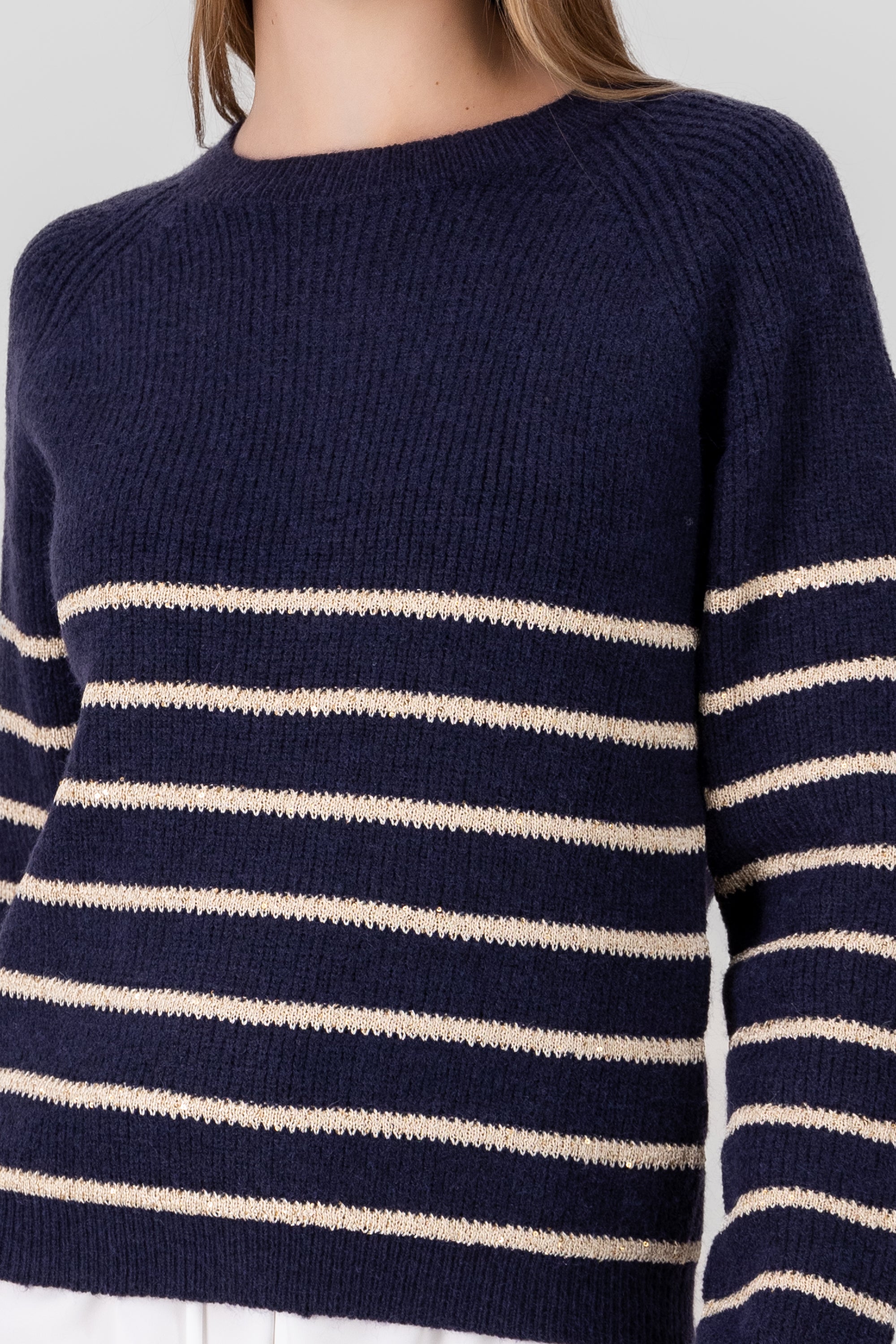 Striped Sweater with sparkles NAVY COMBO