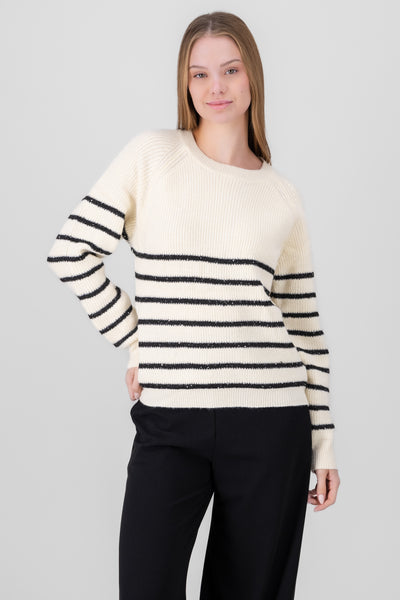 Striped Sweater with sparkles GRAY COMBO