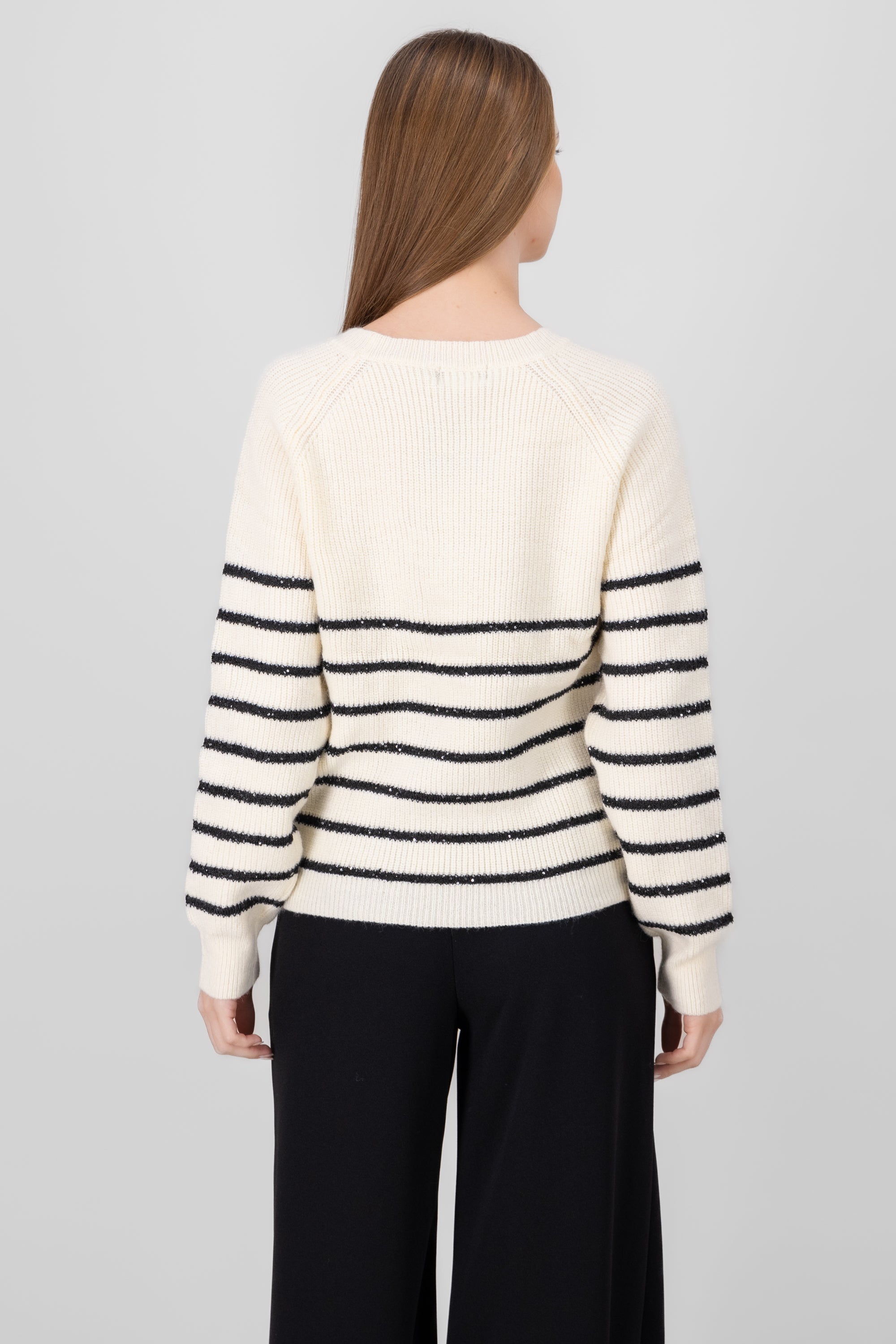 Striped Sweater with sparkles BONE COMBO