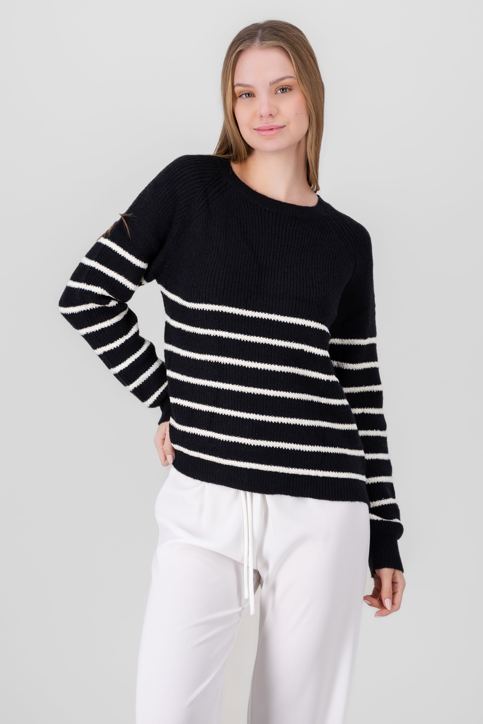 Striped Sweater with sparkles BLACK COMBO