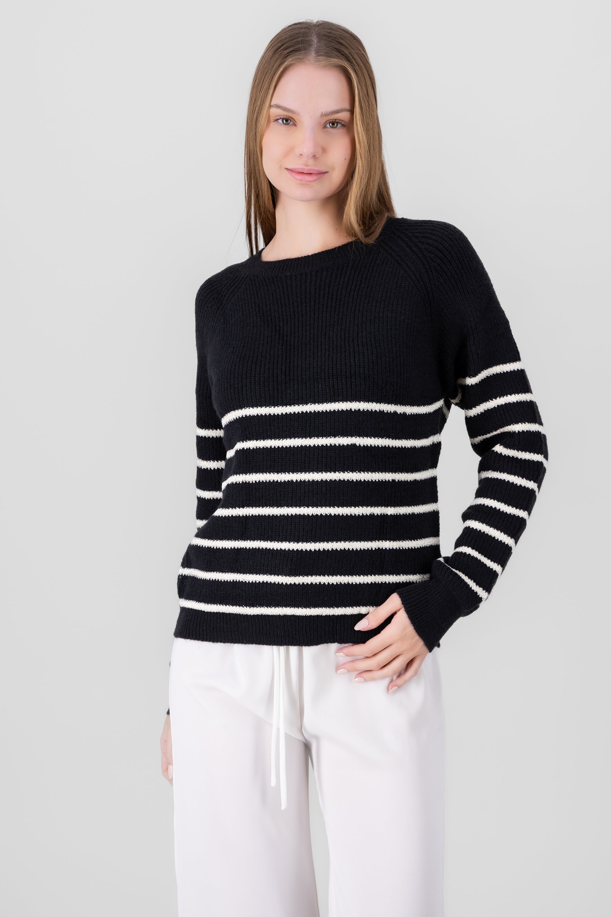 Striped Sweater with sparkles BLACK COMBO