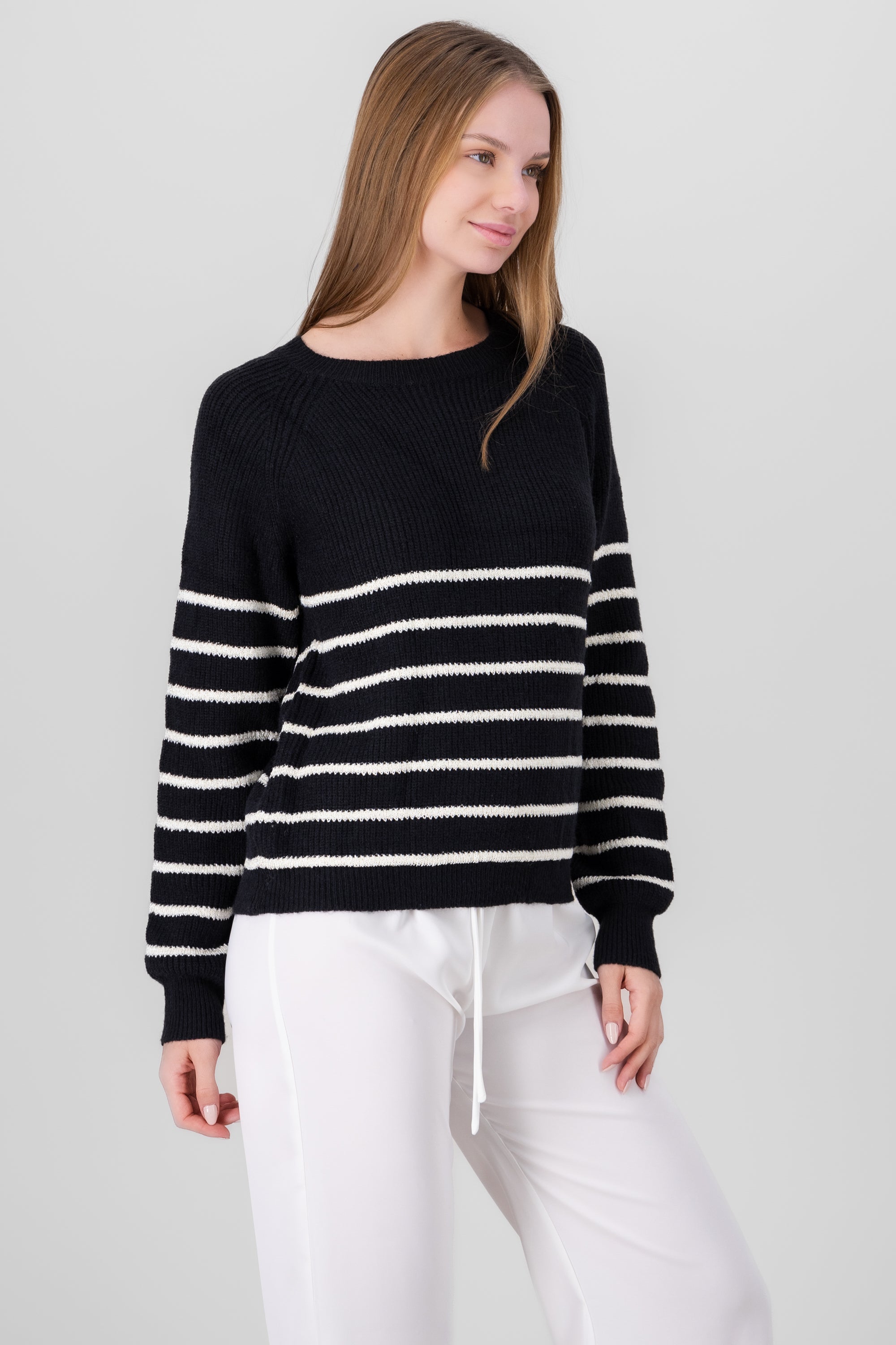 Striped Sweater with sparkles BLACK COMBO