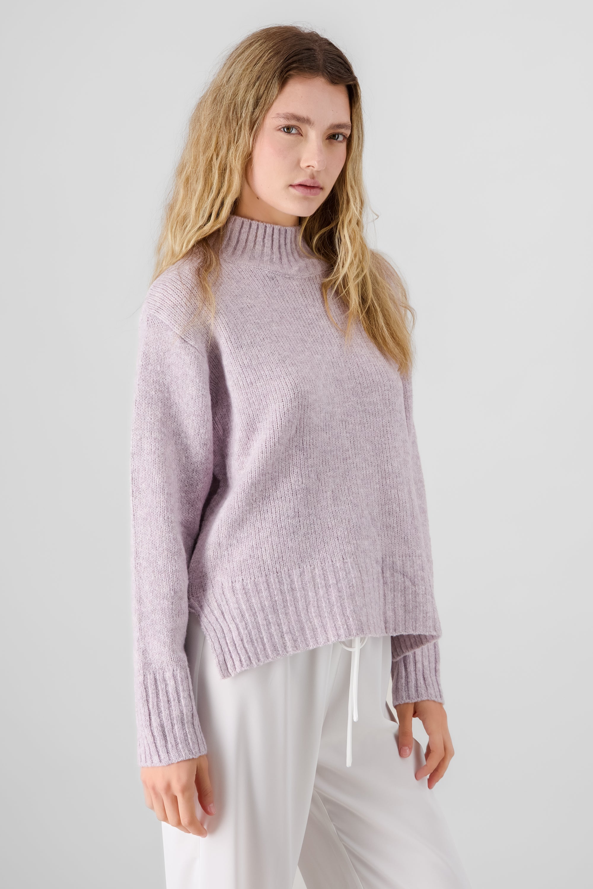 Knit Long Sleeve Sweater PASTEL PURPLE