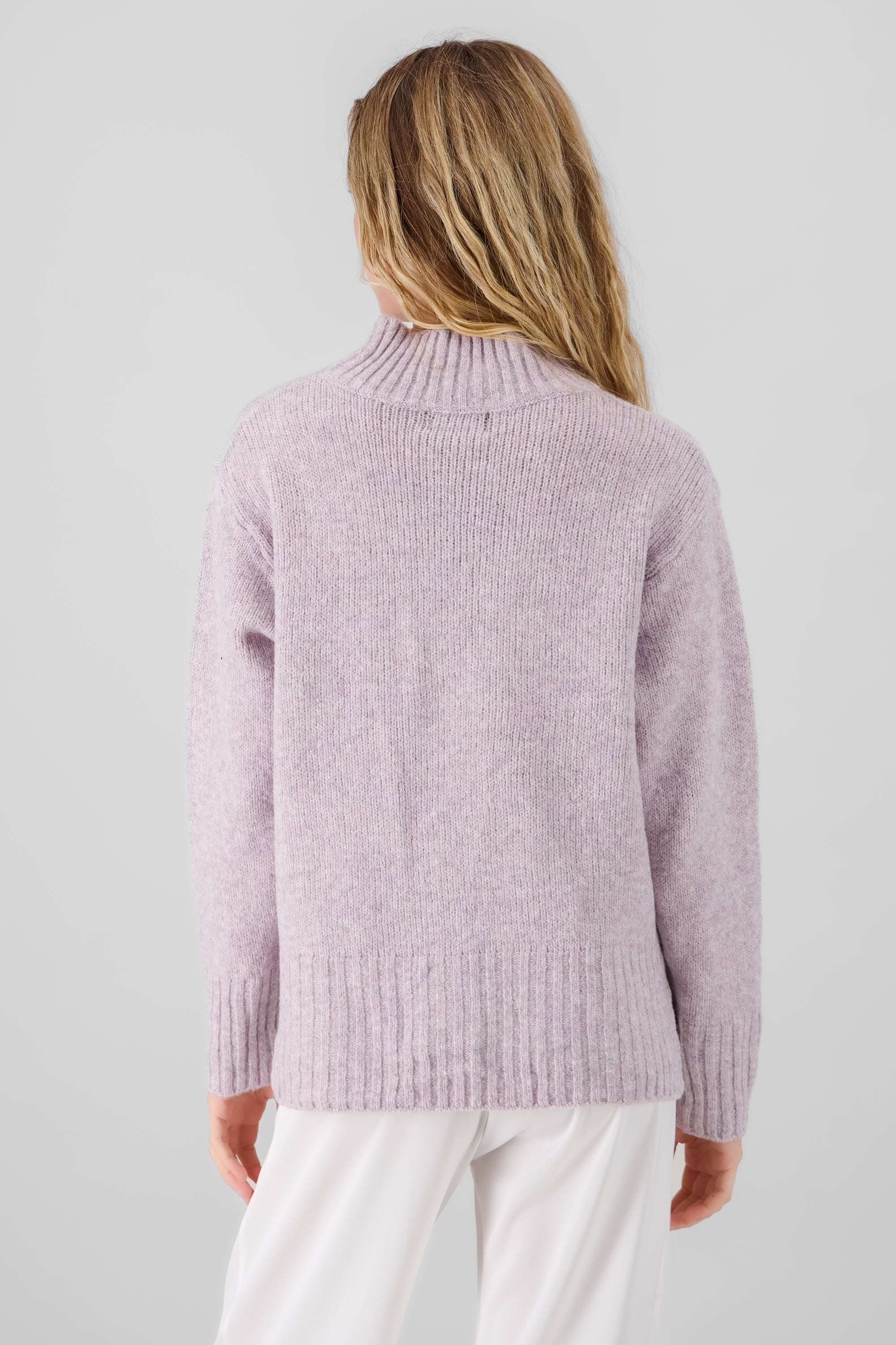 Knit Long Sleeve Sweater PASTEL PURPLE