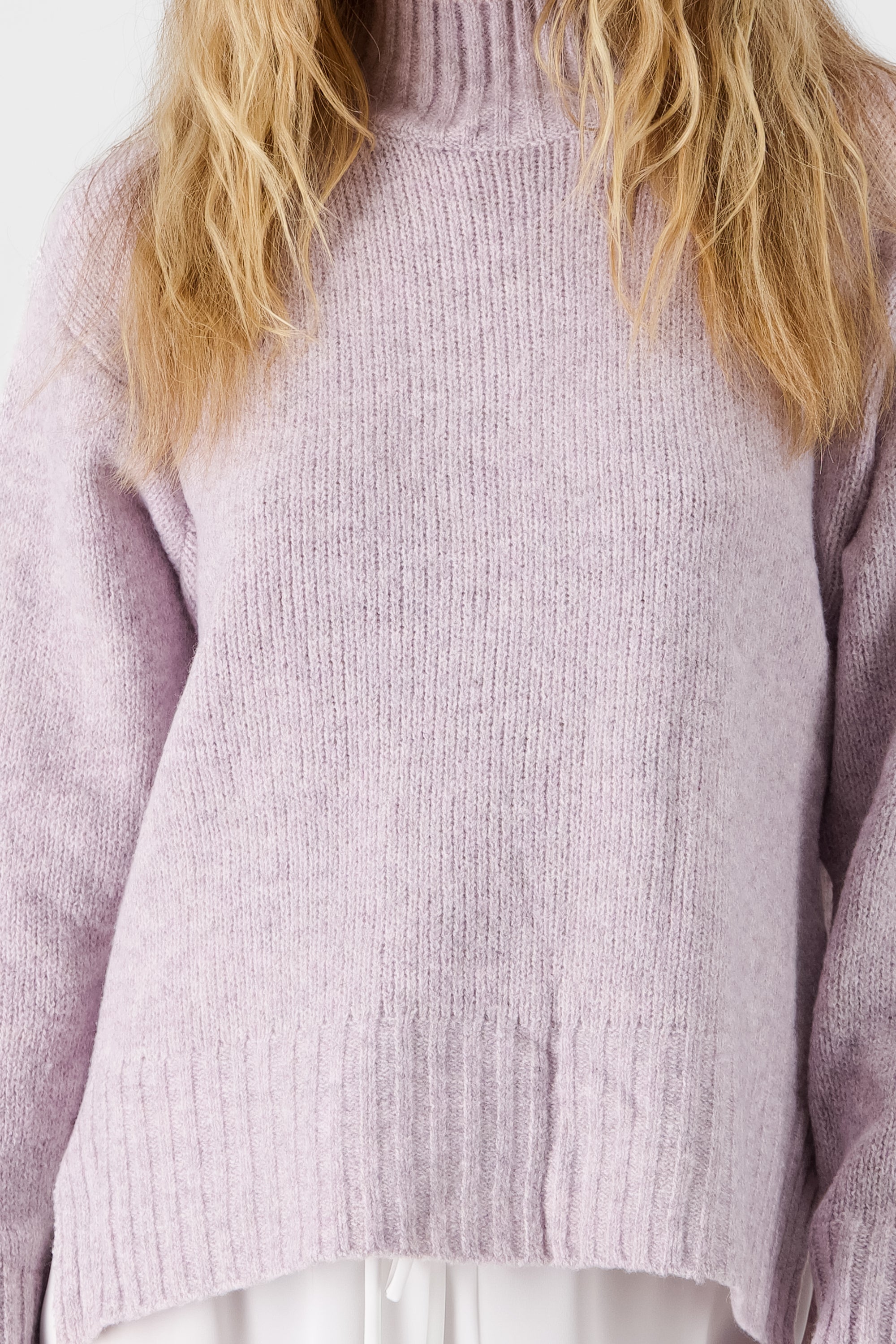 Knit Long Sleeve Sweater PASTEL PURPLE