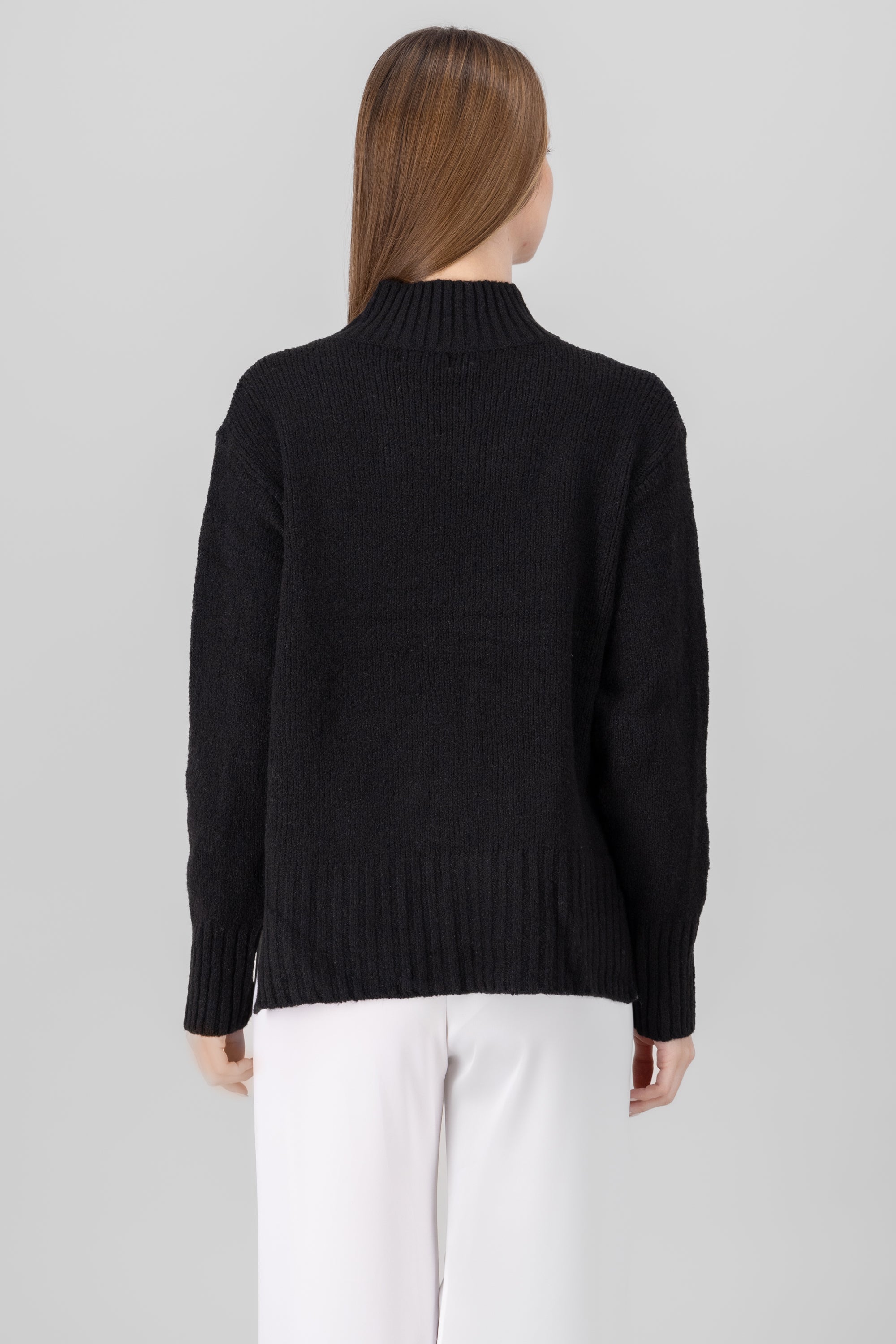 Knit Long Sleeve Sweater BLACK