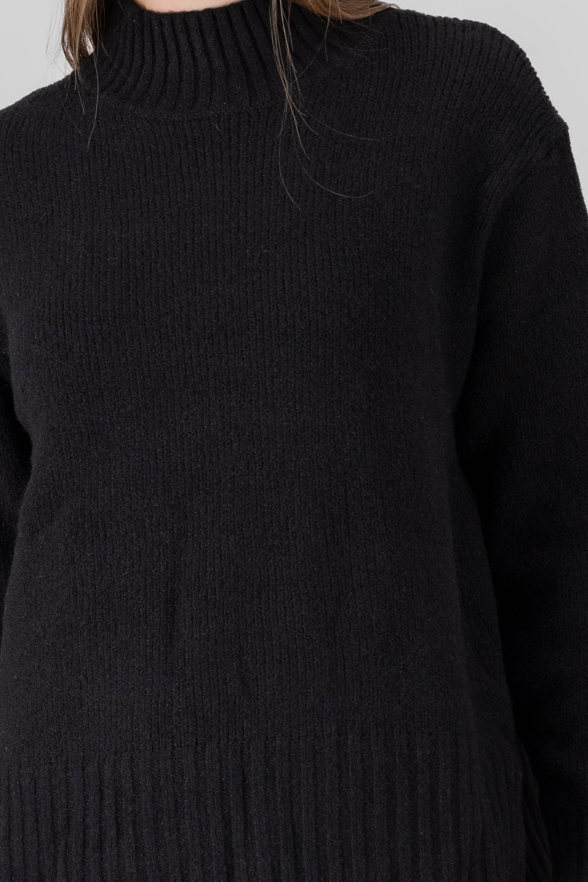 Knit Long Sleeve Sweater BLACK