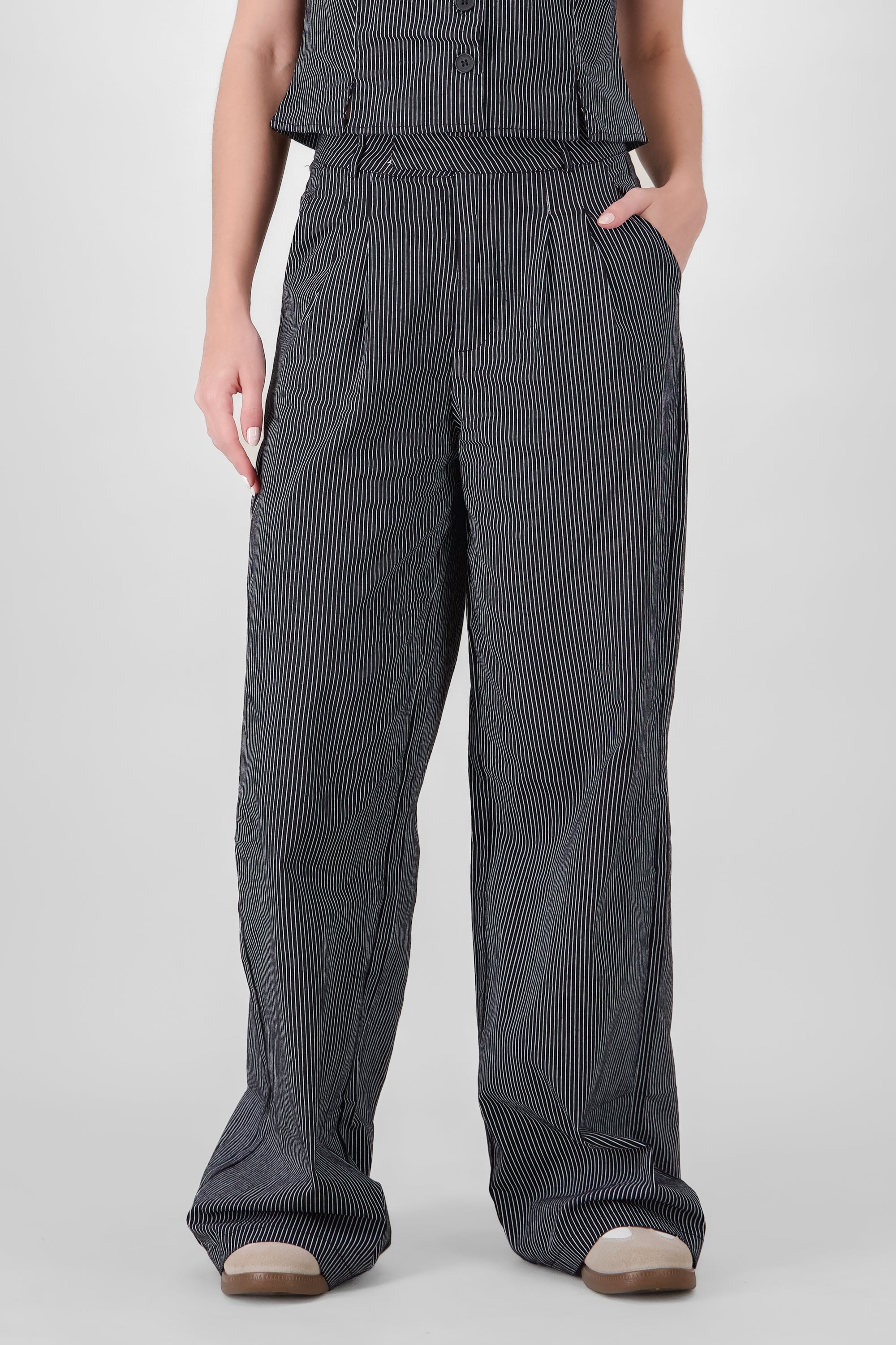 Pinstripe Tailored Pants BLACK