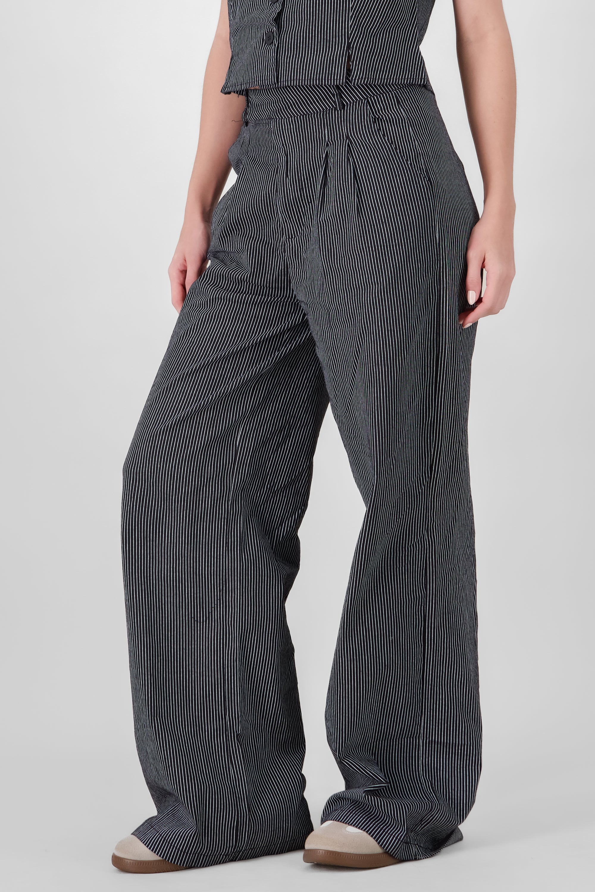 Pinstripe Tailored Pants BLACK