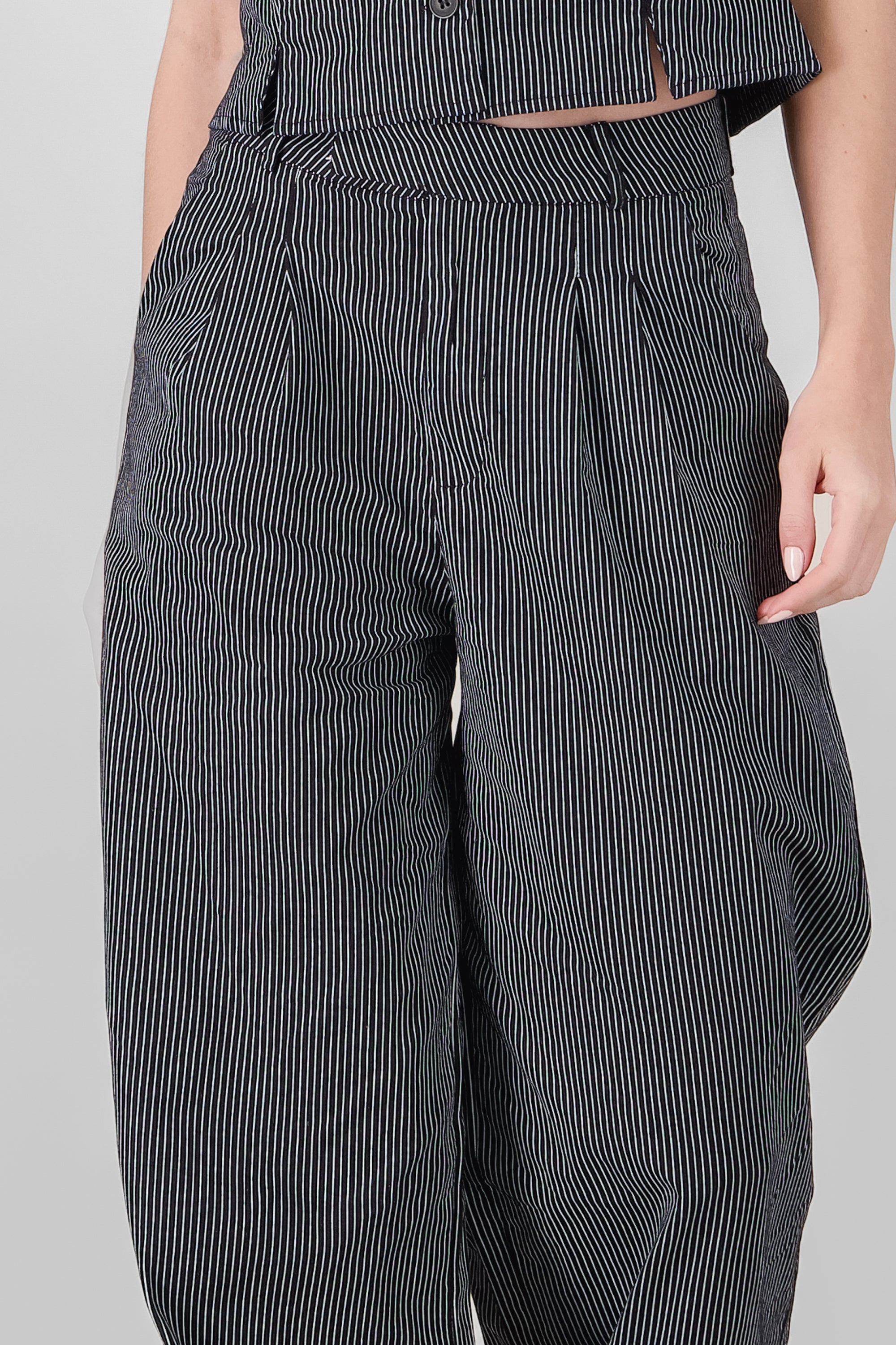 Pinstripe Tailored Pants BLACK