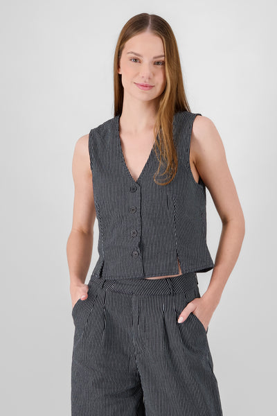 Pinstripe Tailored Vest BLACK