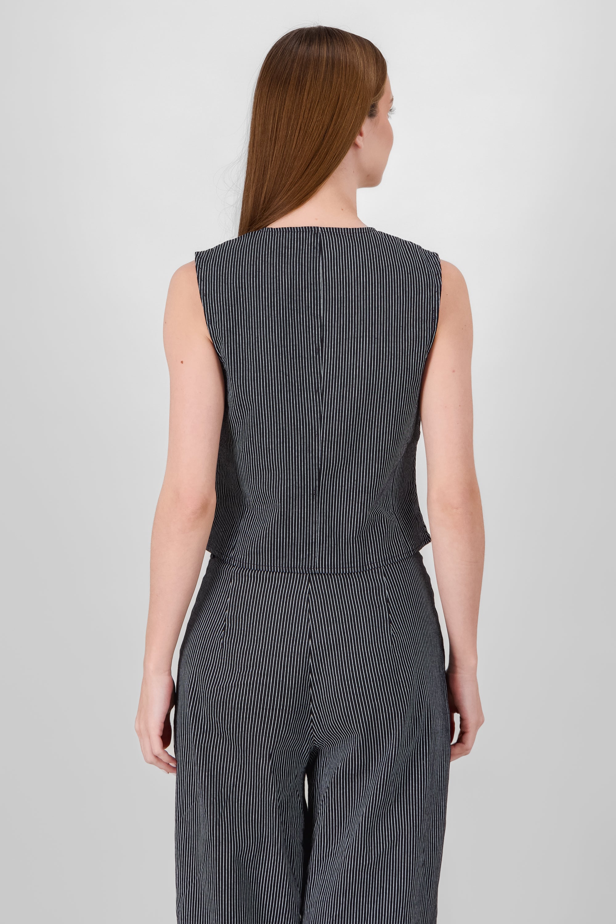 Pinstripe Tailored Vest BLACK