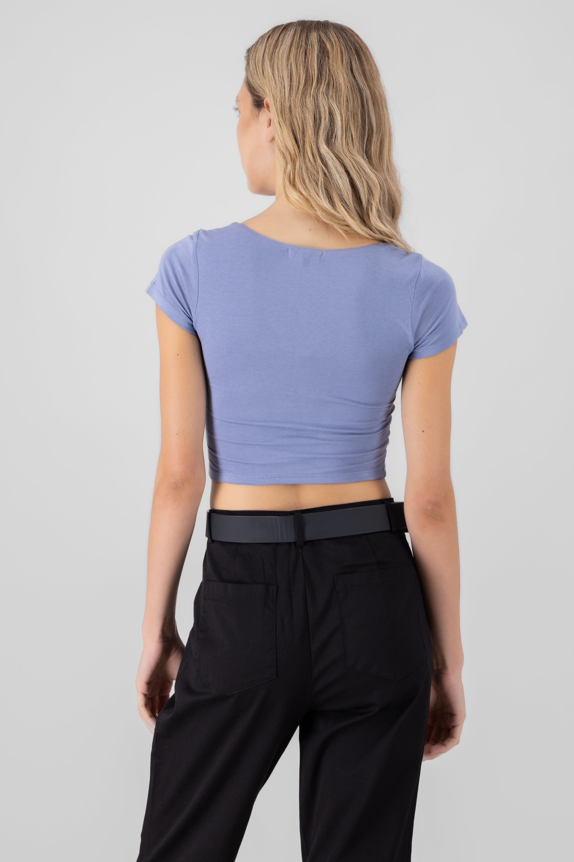 Solid Squere Neck Top BLUE