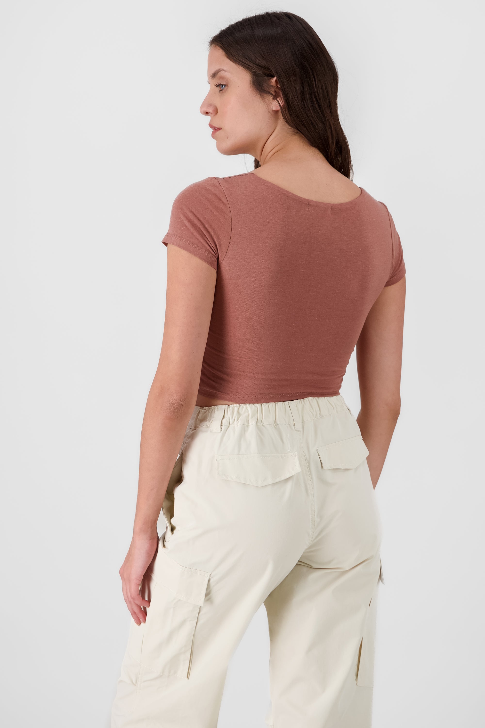 Solid Squere Neck Top BROWN