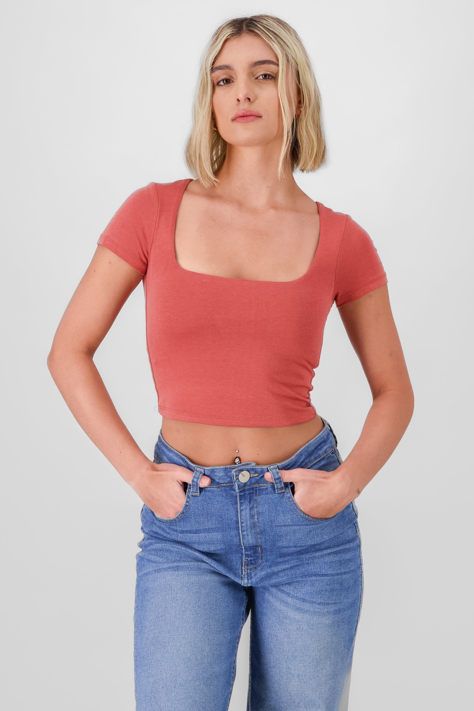 Solid Squere Neck Top MARSALA