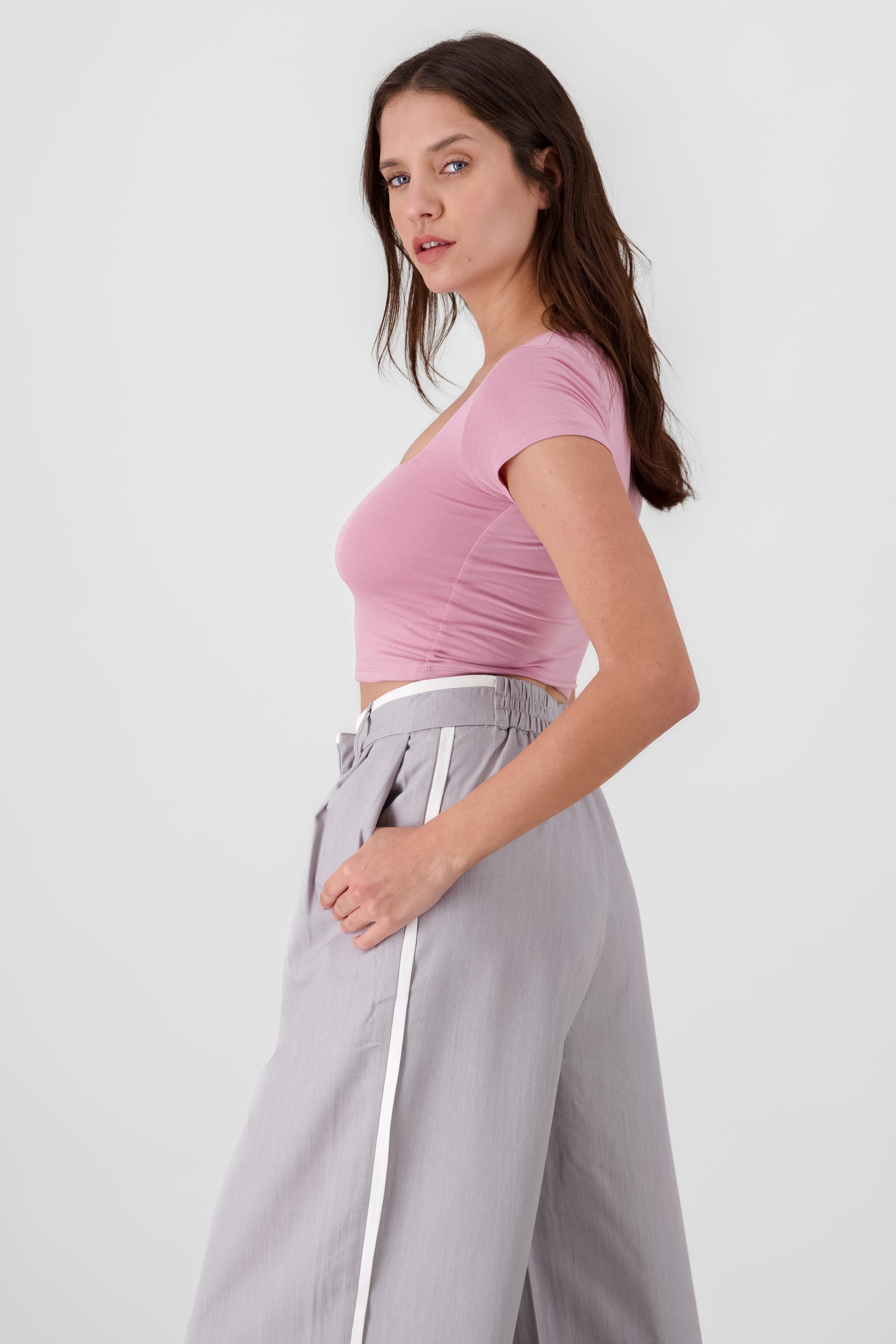 Solid Squere Neck Top MAUVE