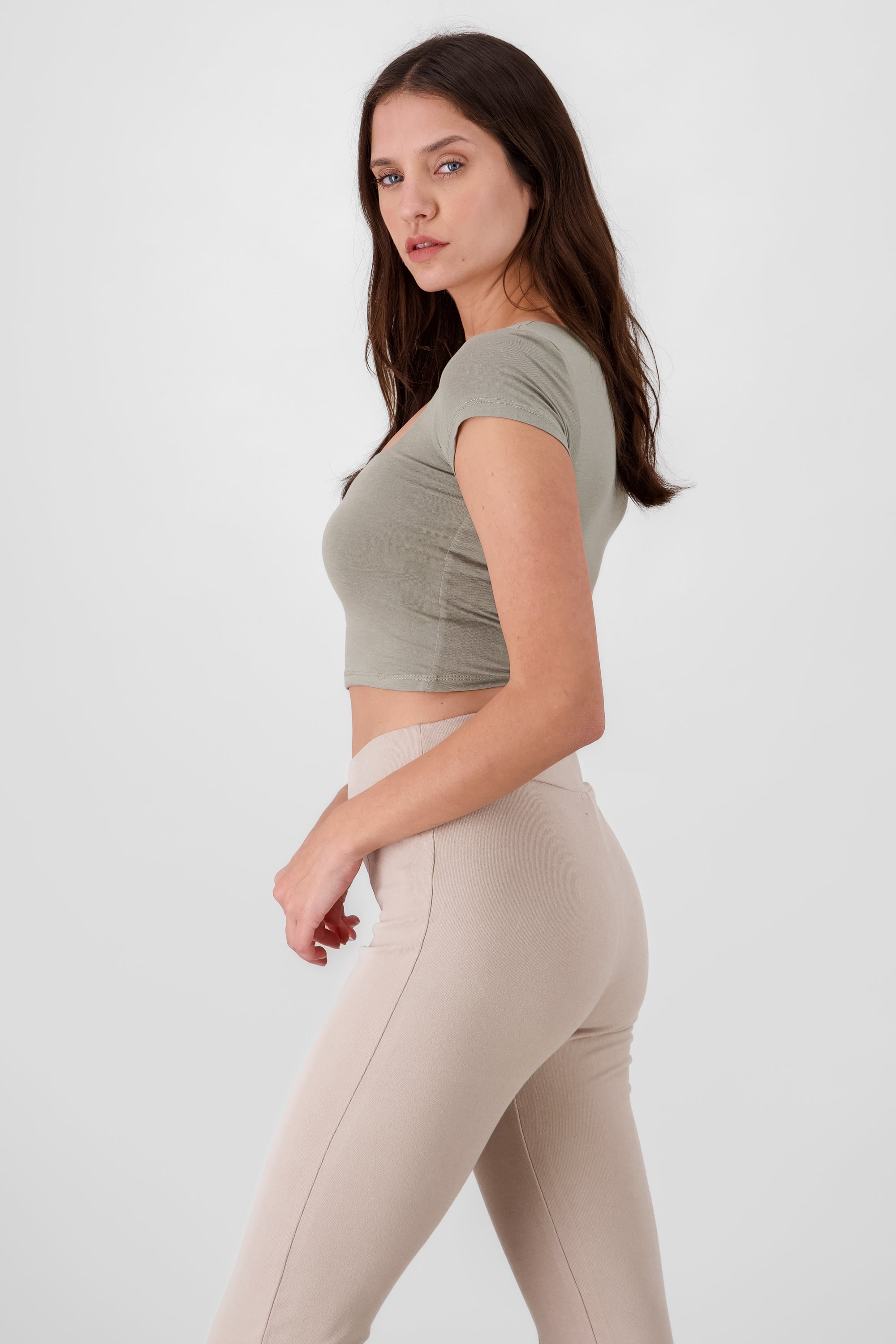 Solid Squere Neck Top OLIVE