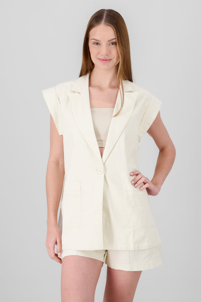 Oversized Solid Vest BEIGE