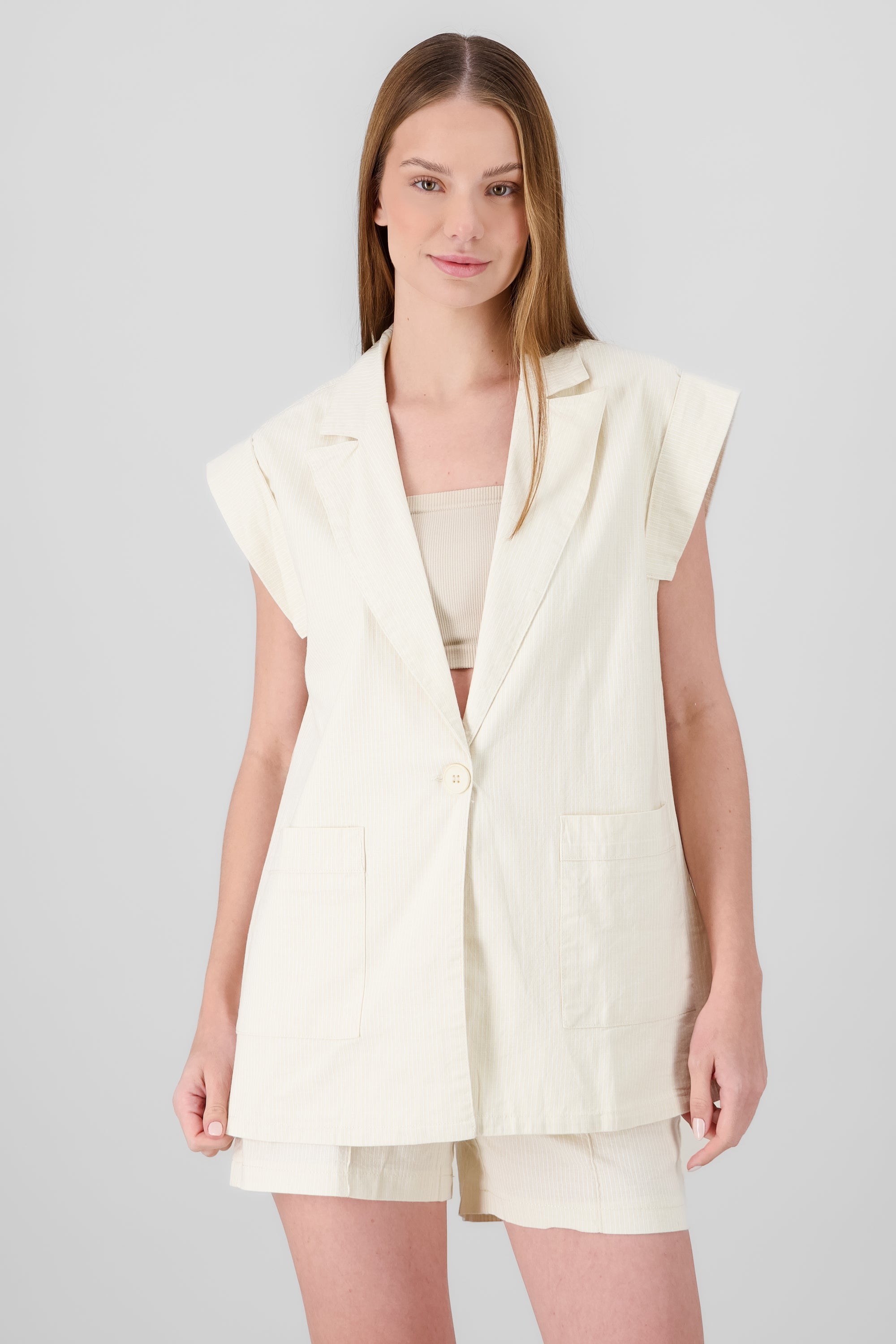 Oversized Solid Vest BEIGE