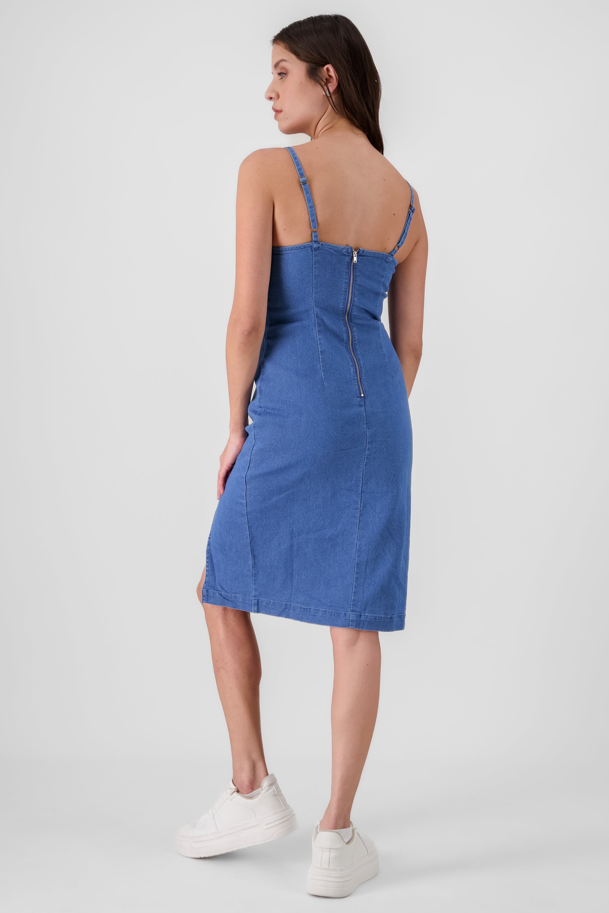 Solid Bodycon Midi Dress MEDIUM WASH