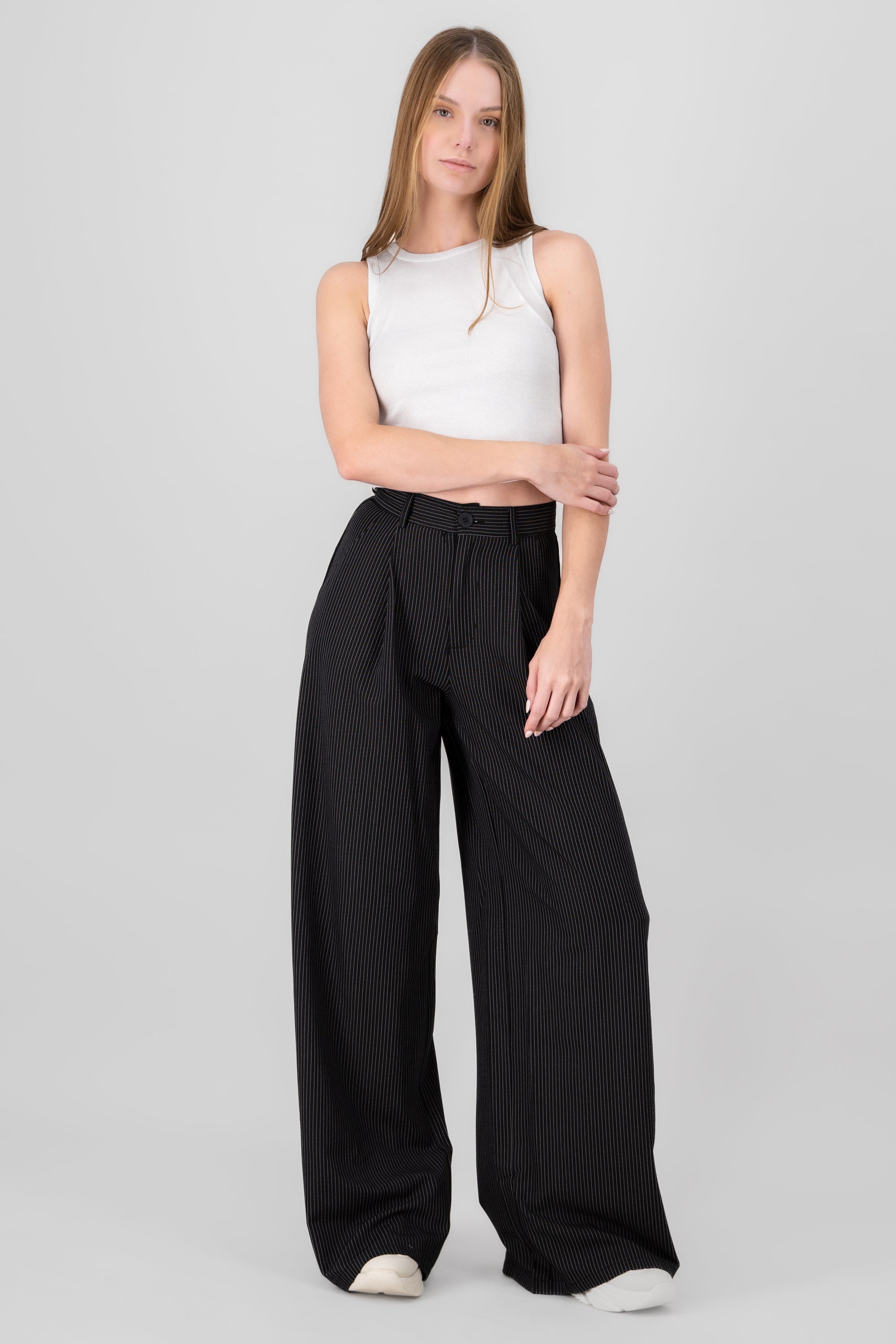 Striped Detail Tailored Pants BLACK COMBO